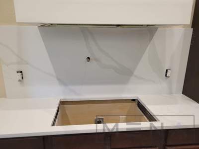 Quartz Countertop and Matching Backsplash Installation in San Antonio by Mena stone surfaces