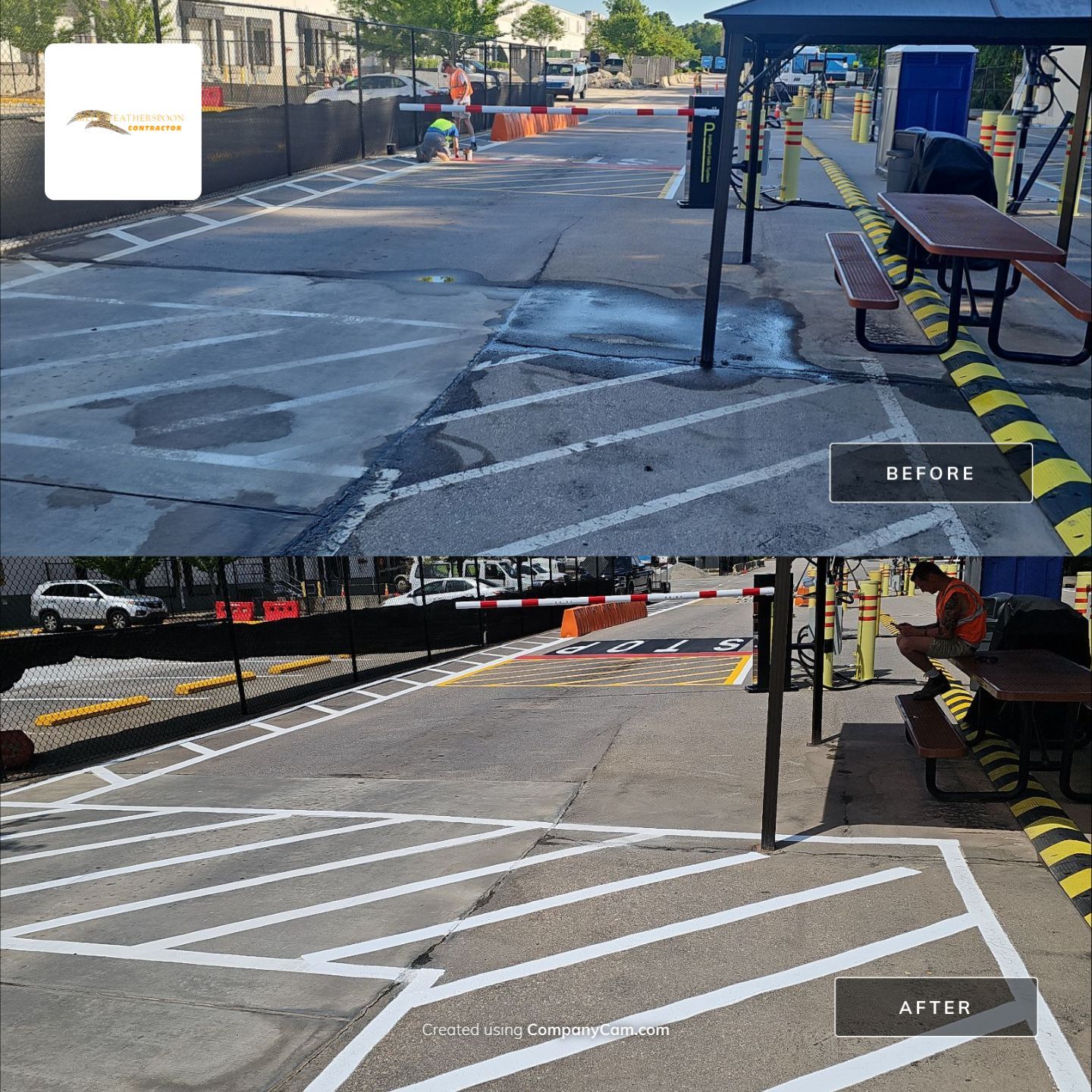 Striping Amazon Parking Lot  by Billy Weatherspoon Contractor