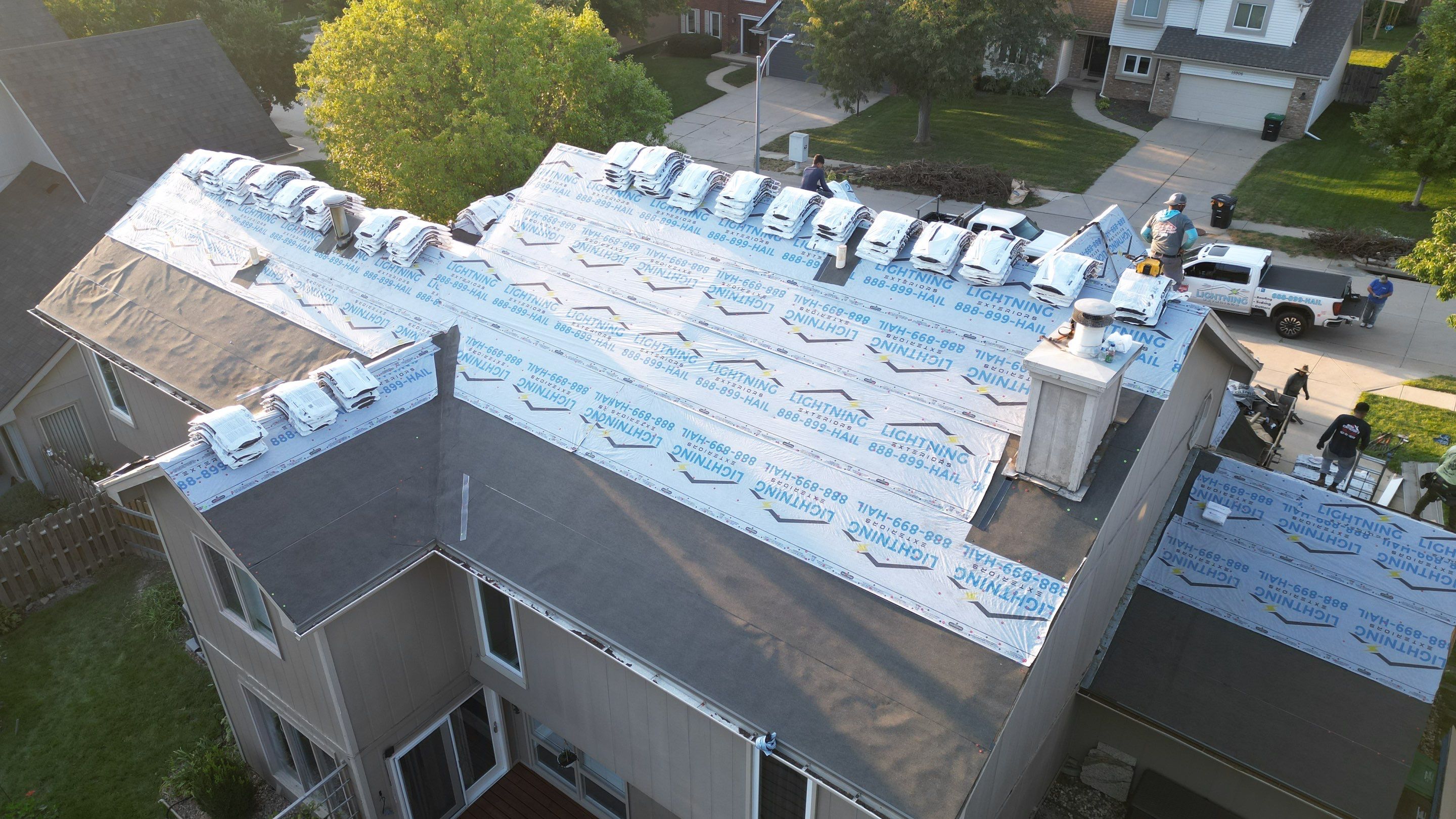 Residential Roofing Installation using IKO ArmourShake in Chalet Wood by Lightning Exteriors