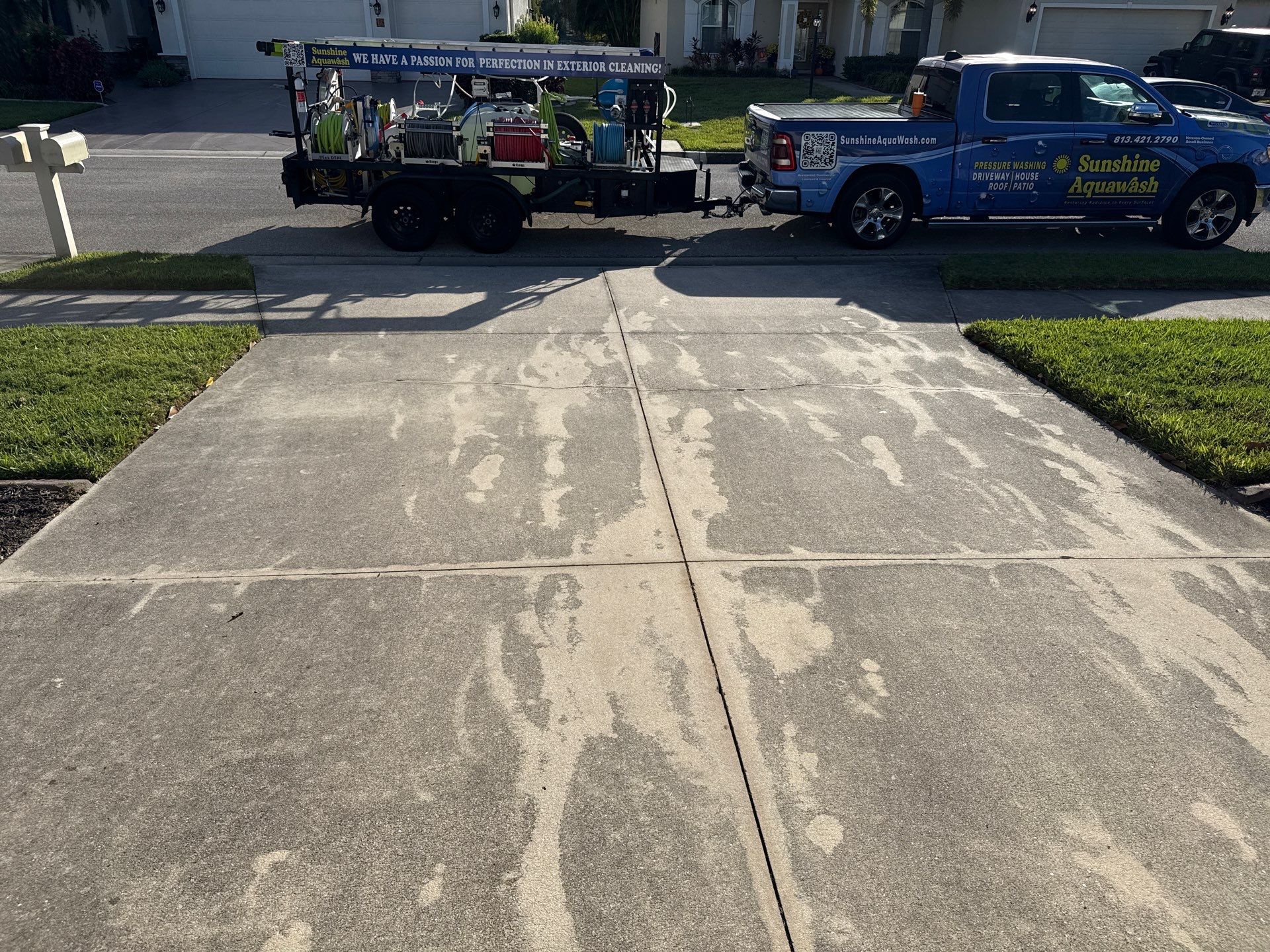 Concrete Driveway & Walkway Transformation | Northwood Park, Palmetto FL by Sunshine AquaWash