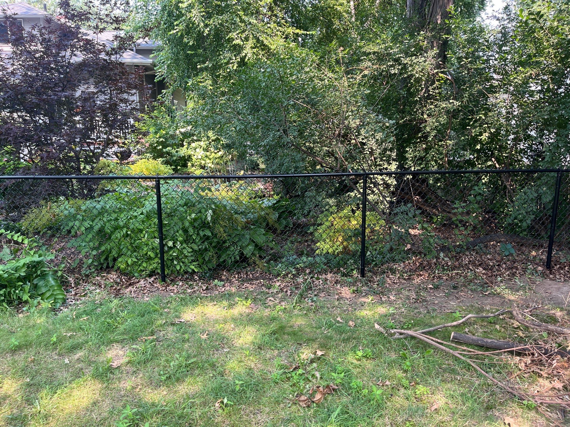Residential Black Chain Link Fence Installation in Cedar Falls by Perfect Picket Fence and Stain