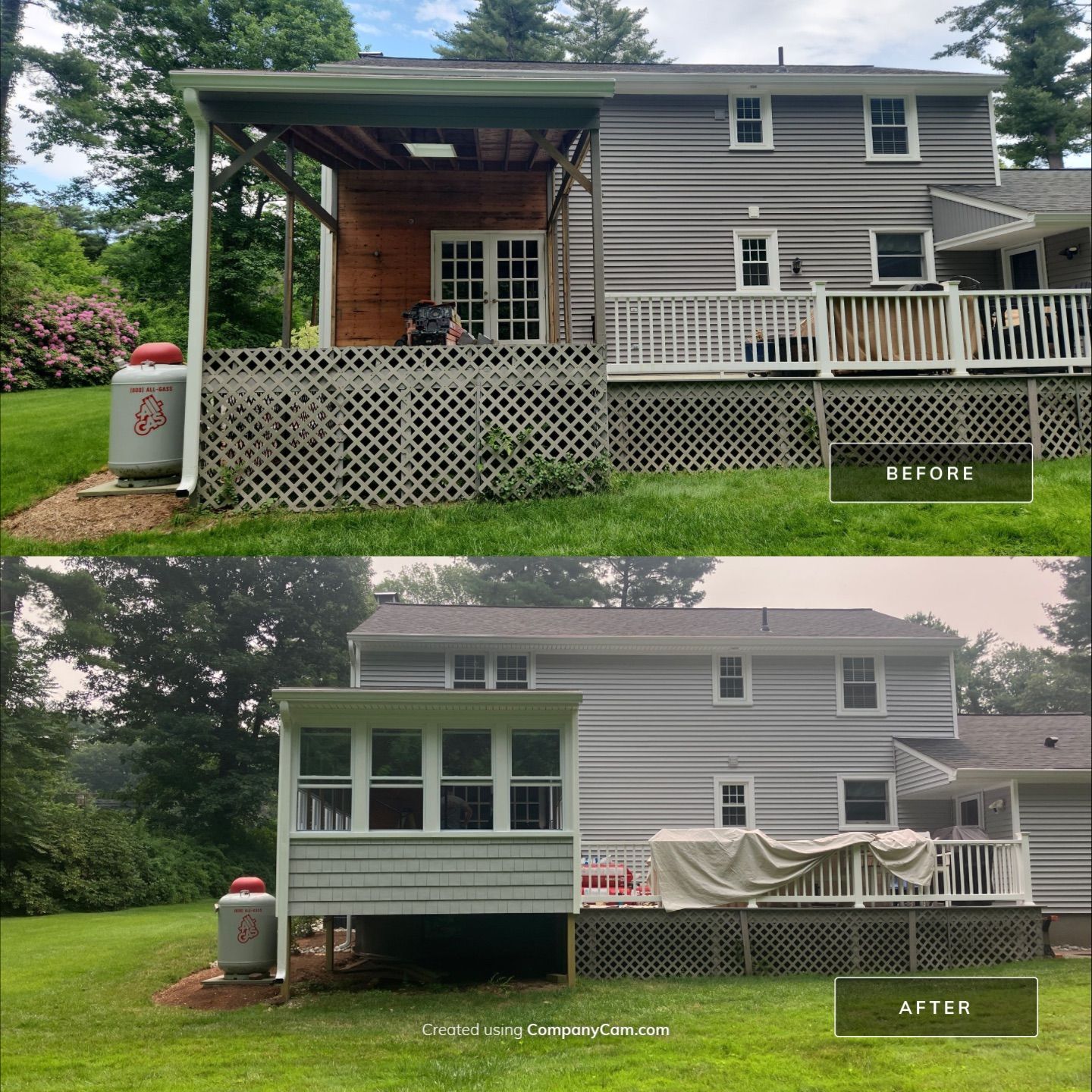 Siding Transformation with Cert Cedar Impressions D/7 Perfection Straight Bottom, Sterling Gray, and Cert Monogram D/4 x 12'6" Clapboard, Sterling Gray by DiGiorgi Roofing and Siding Inc