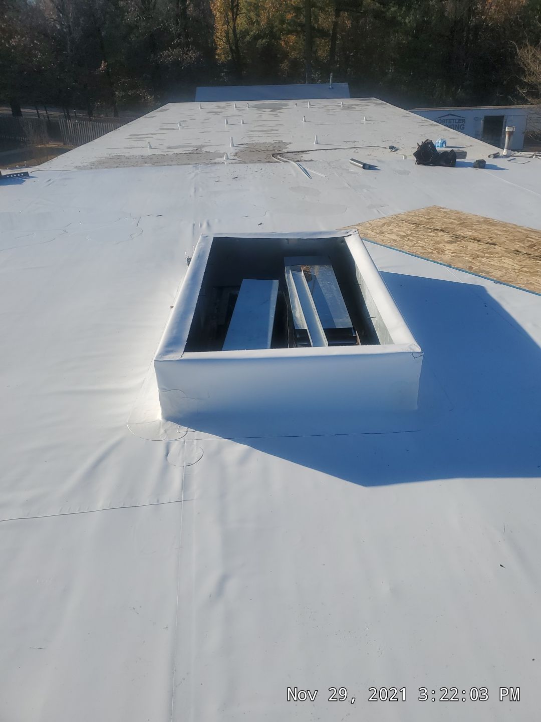 Commercial Roofing Installation using 50 mil PVC by Hostetler Roofing