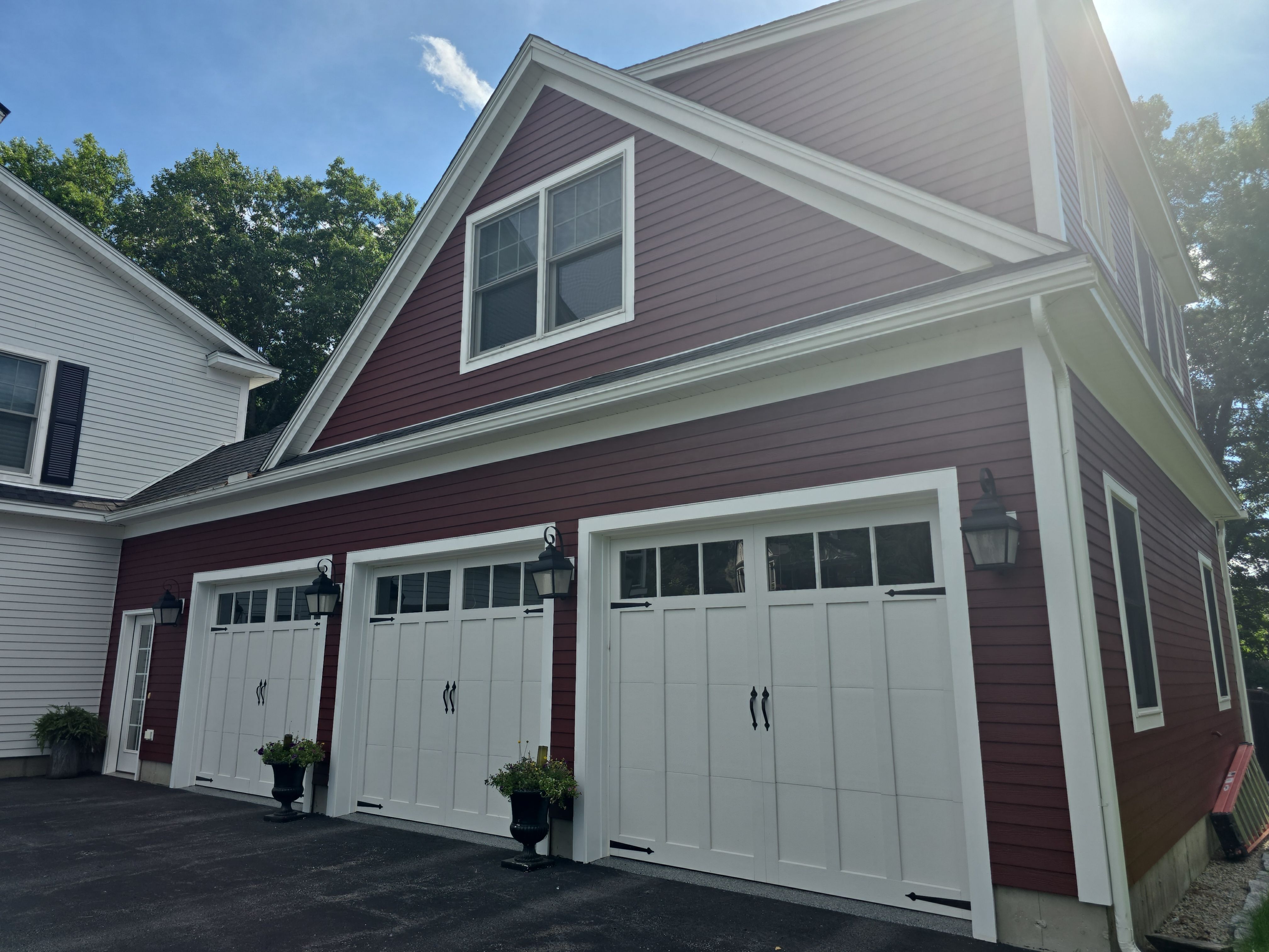 Full Exterior Painting for Bedford Farmhouse and Carriage House Garage by The Persnickety Painters