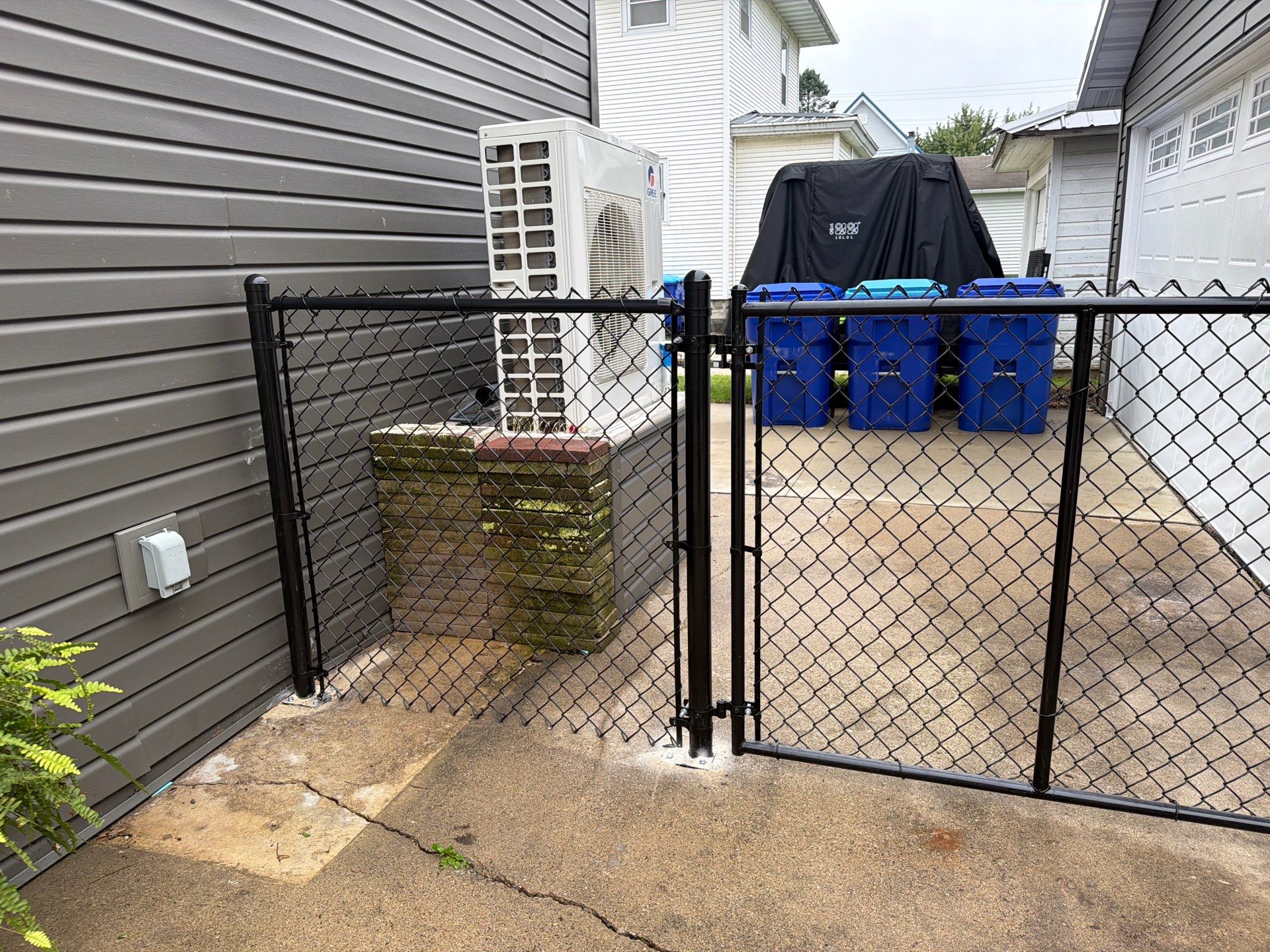 Custom Wood Privacy Fence and Black Chain Link Gate in Independence by Perfect Picket Fence and Stain