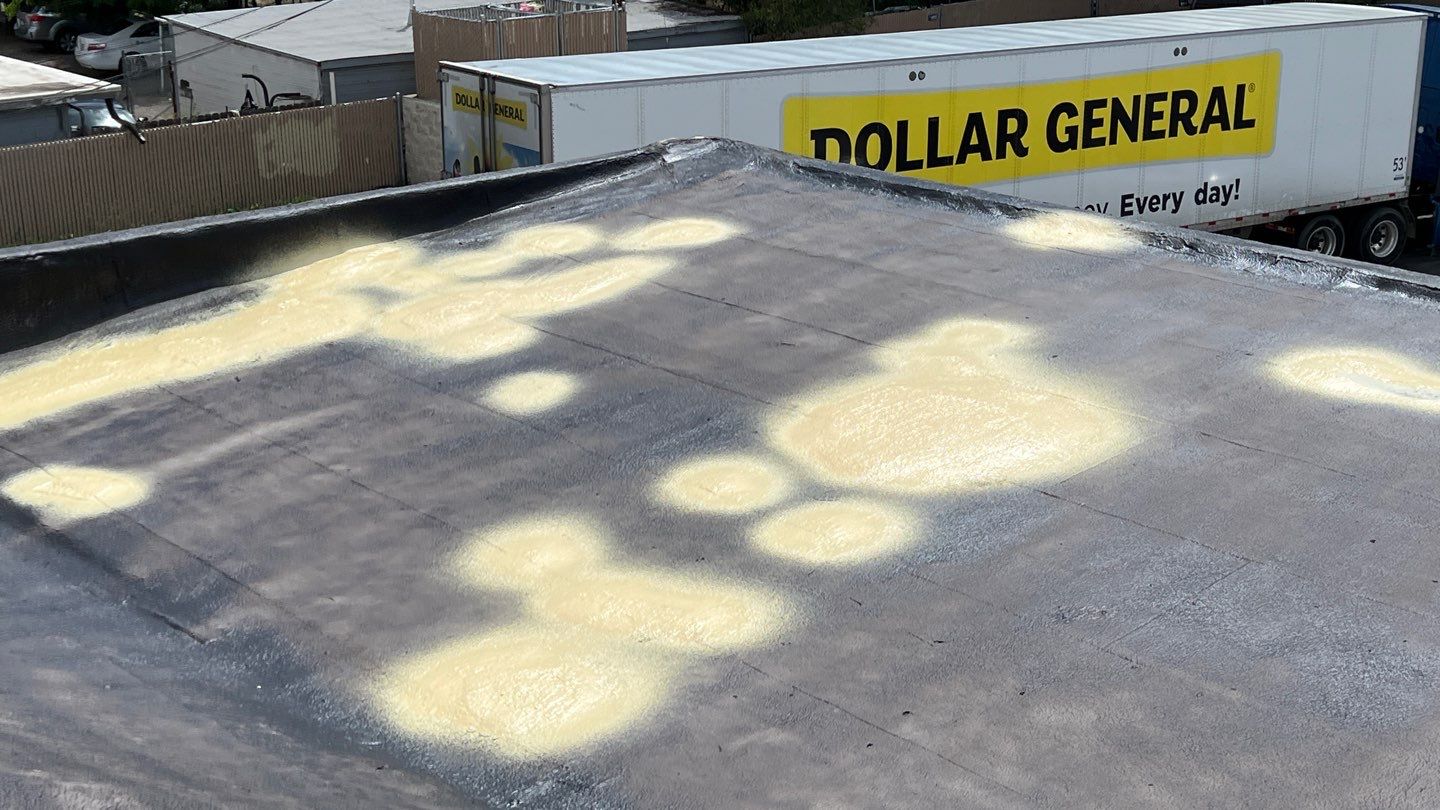 Foam Refurbish using Conklin Benchmark/PUMA XL coatings and spray foam by Straight Edge Roofing Inc