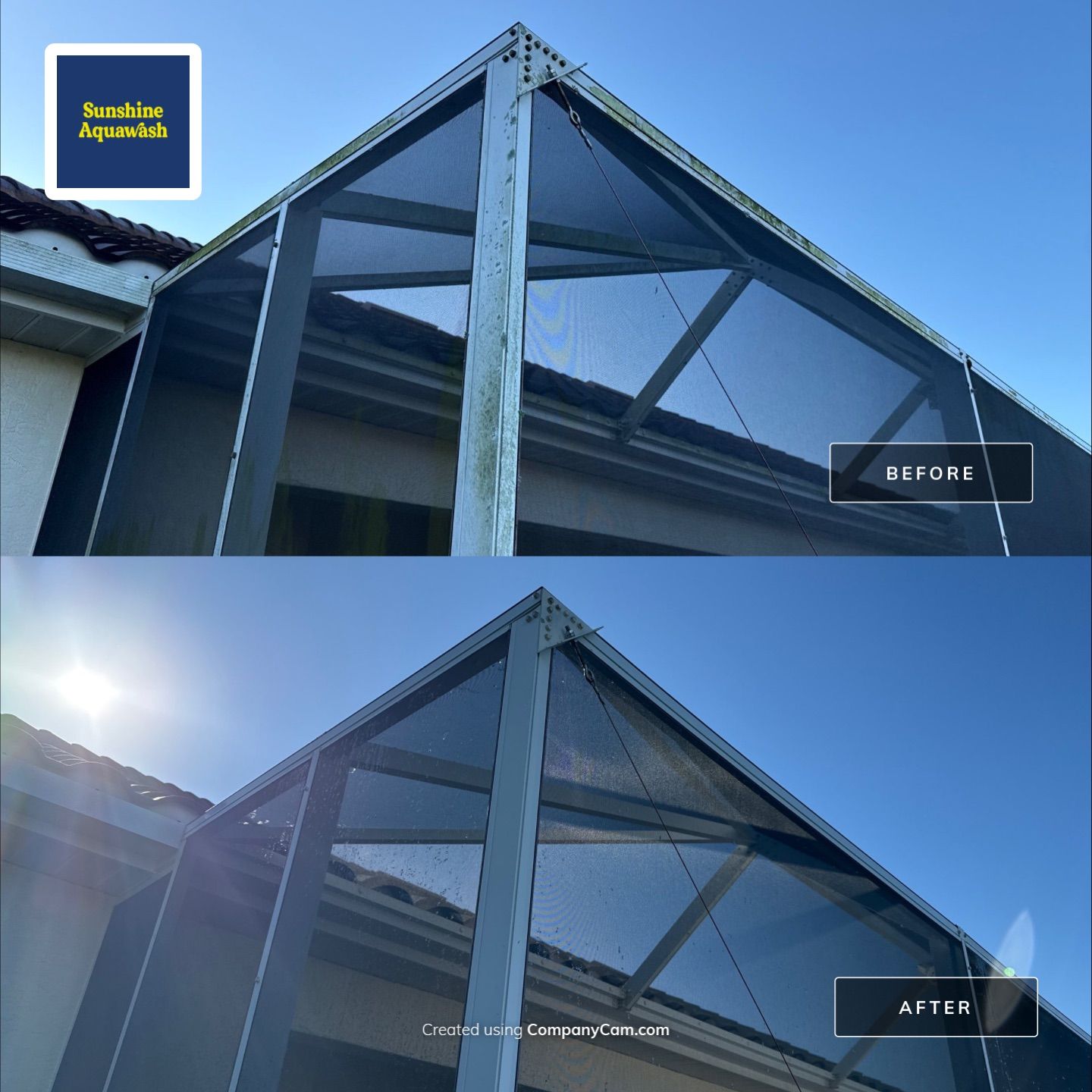 University Park Lanai Transformation | Screen Enclosure & Shade Cleaning by Sunshine AquaWash