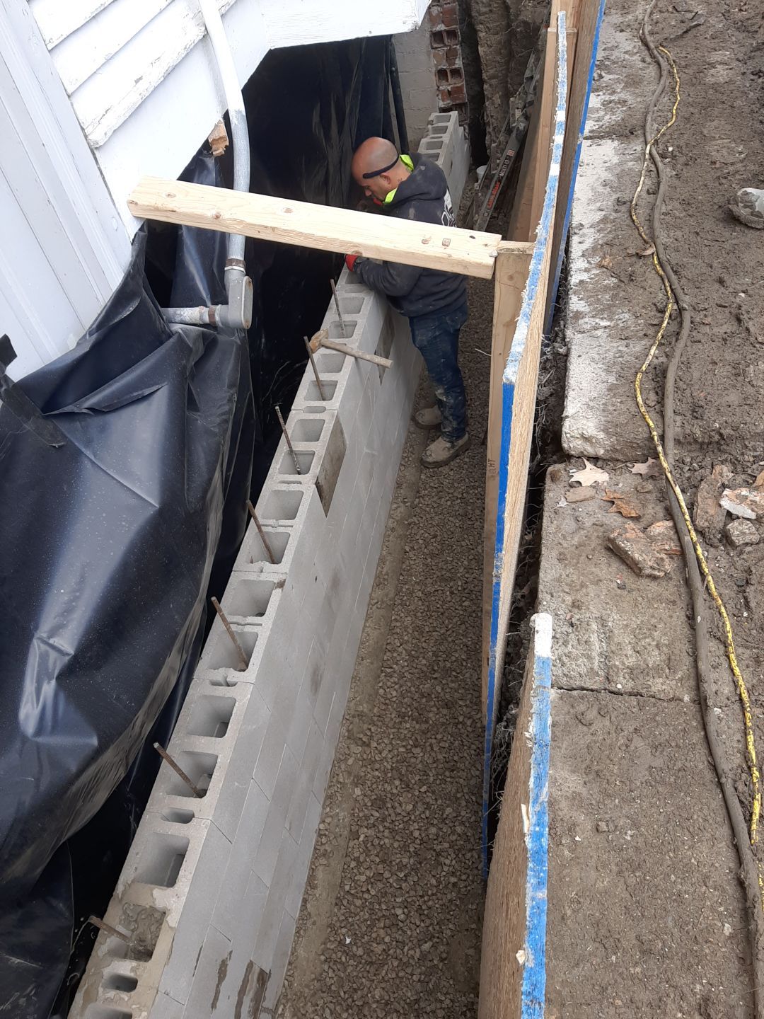 Basement Wall Rebuild with Exterior Waterproofing by Toledo Basement Repair