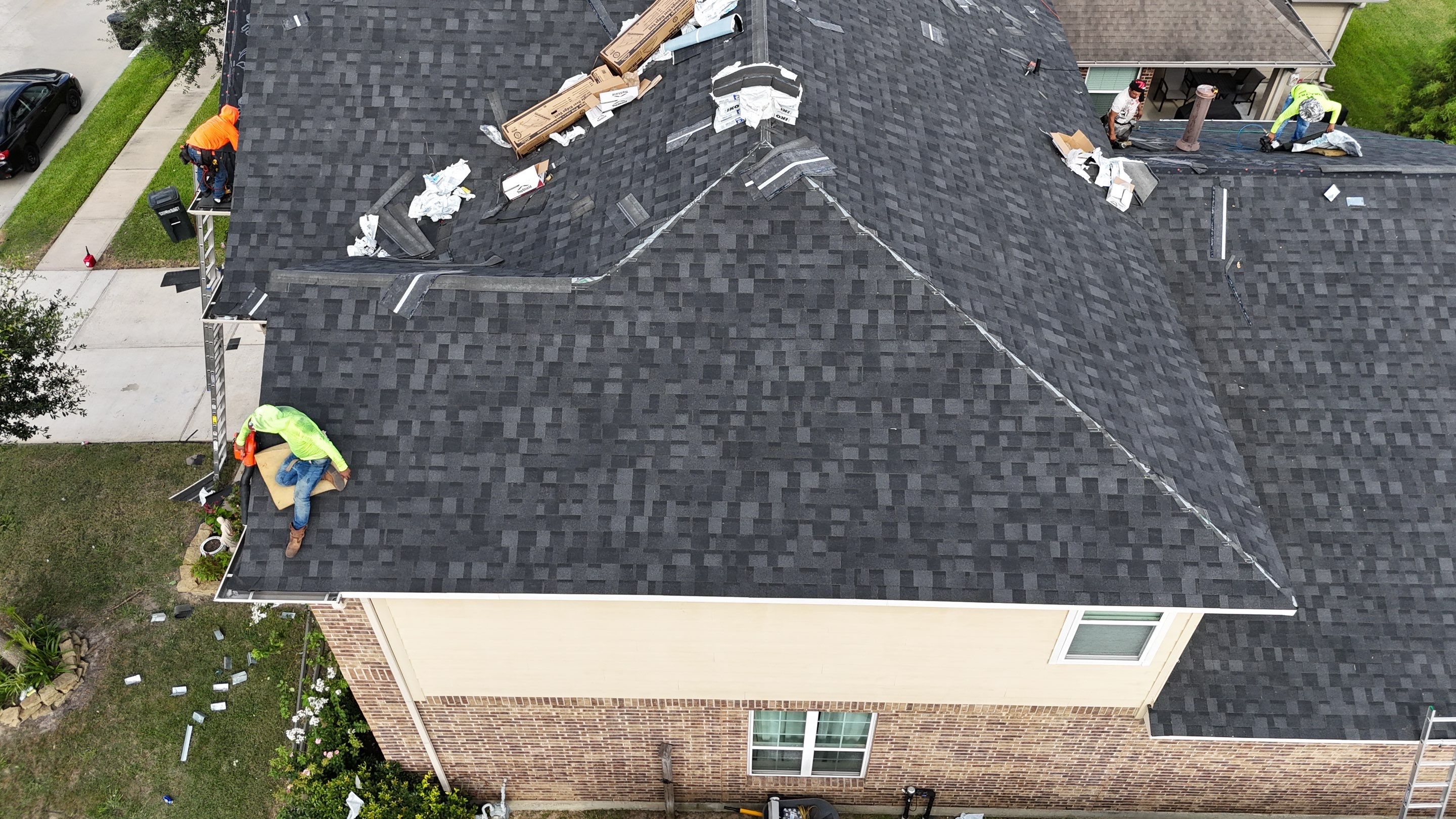 Residential Roofing Installation using IKO Dynasty after Storms in Cypress by Core Four Roofing