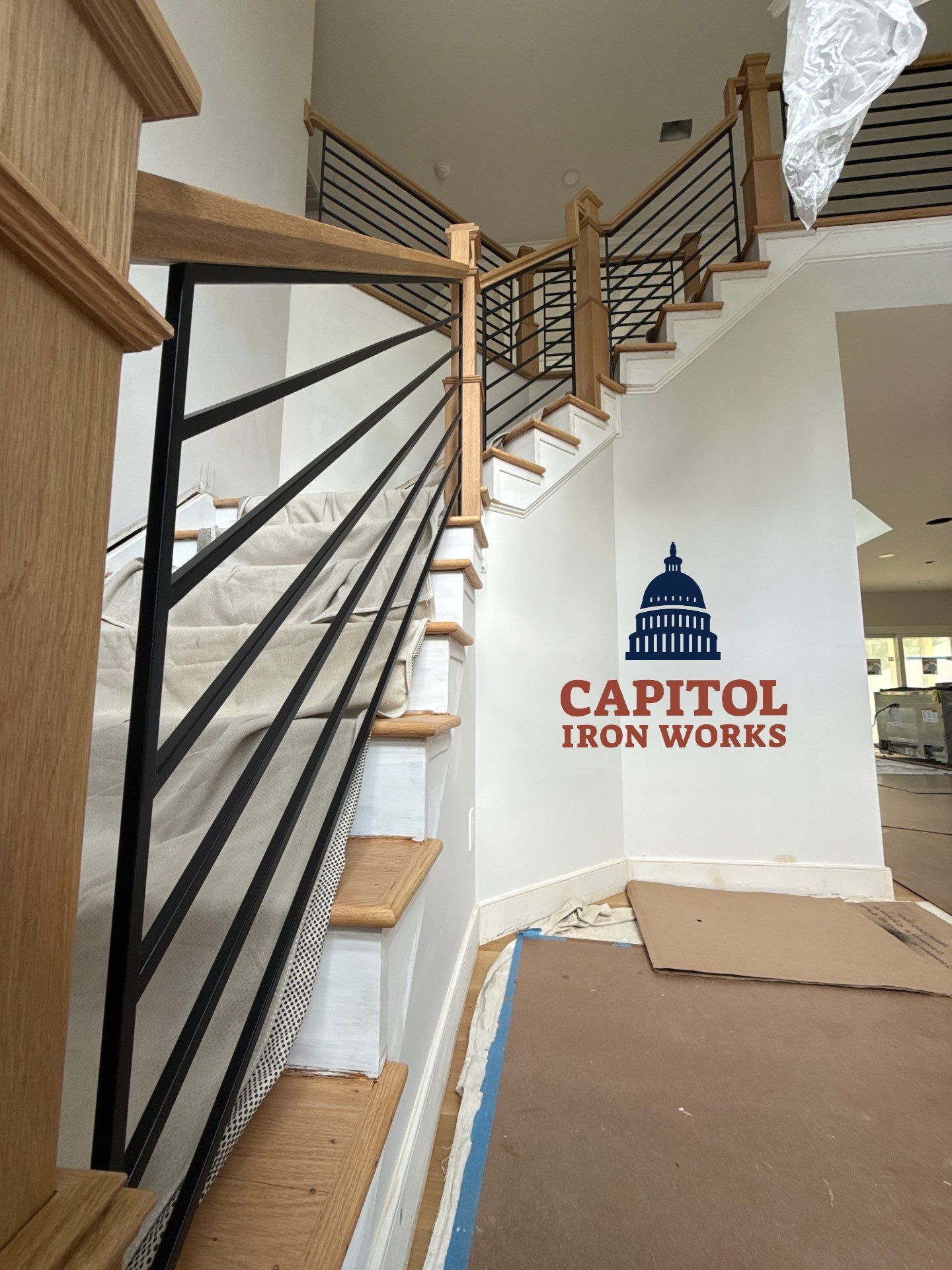 Horizontal Iron Interior Railings –  Potomac, MD by Capitol Iron Works