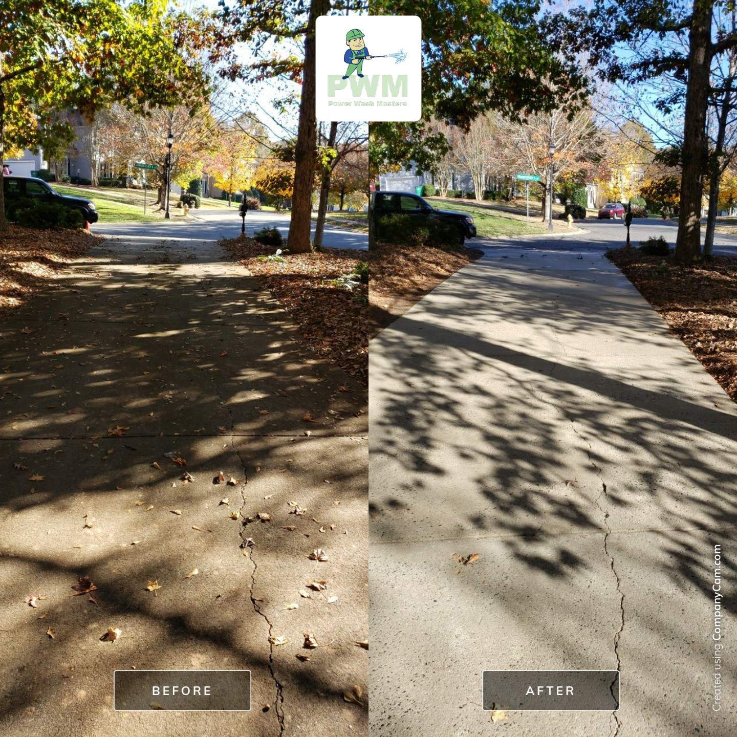 Driveway Clean using cleaner by Power Wash Masters LLC