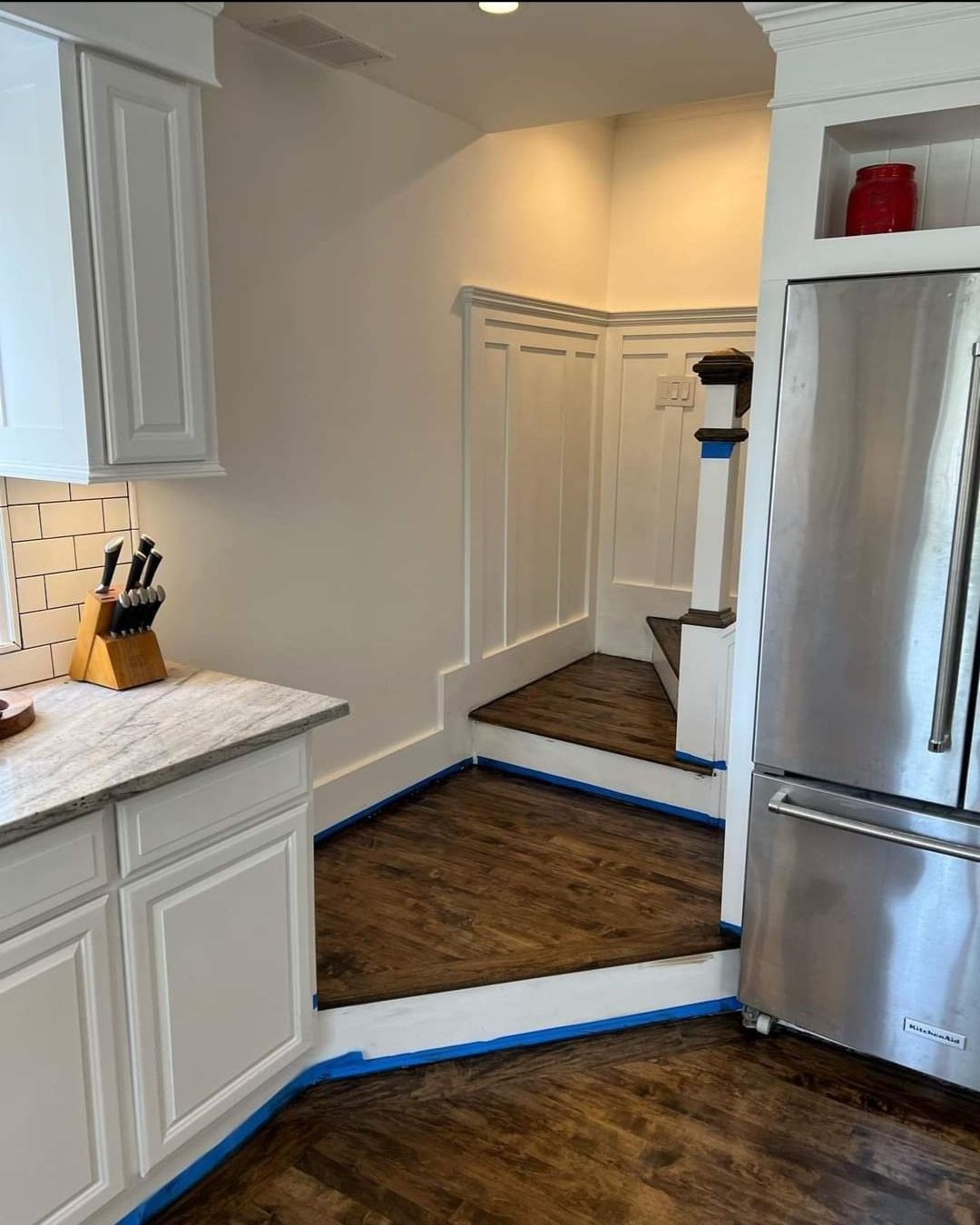 Sand & Refinish Red Oak with Duraseal Jacobean and Bona Mega Satin Finish using Bona Mega Satin by Footprints Floors Morristown