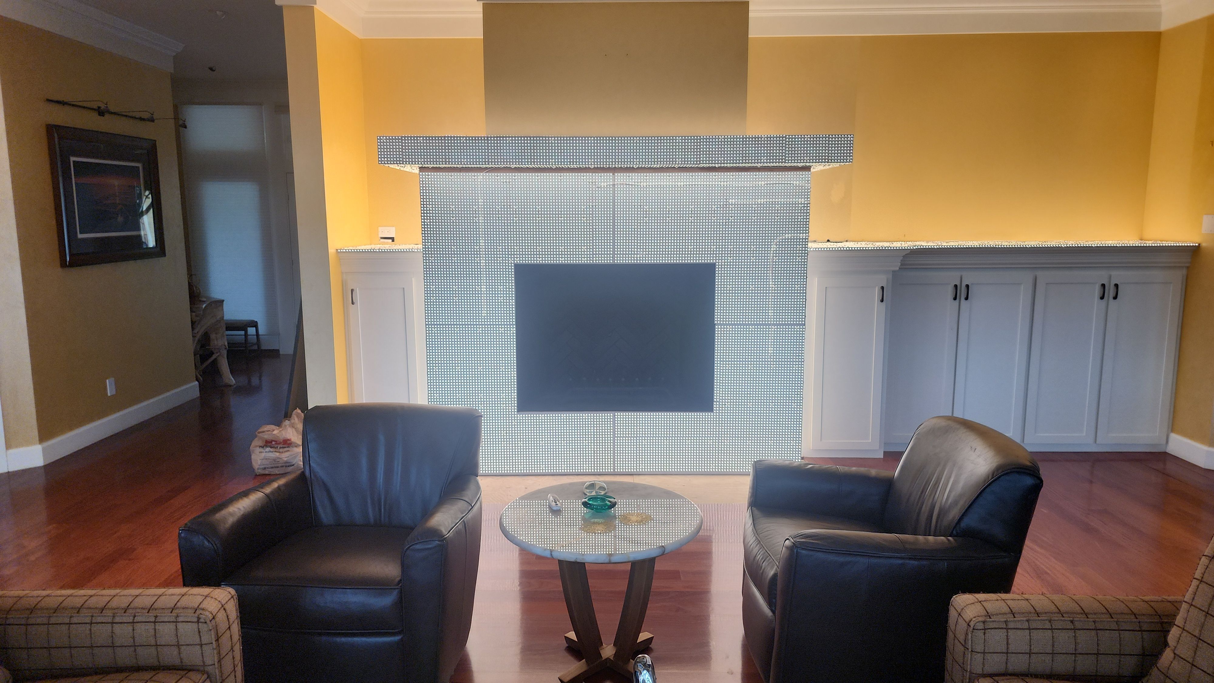 Backlit Stone On A Fireplace by S.Y. Electric Inc.