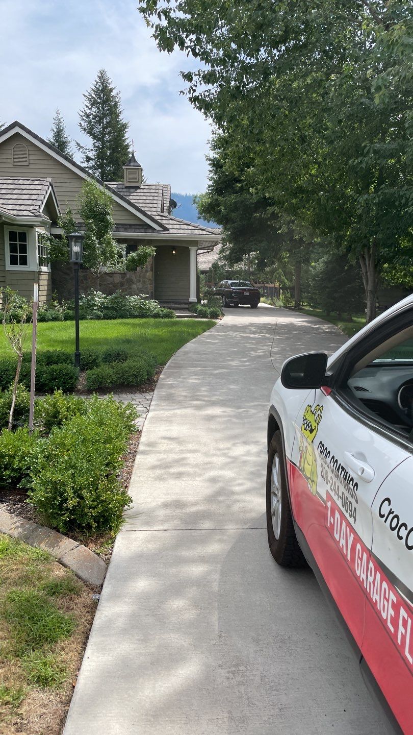Garage Transformation using Driftwood Colorway by Croc Coatings, LLC