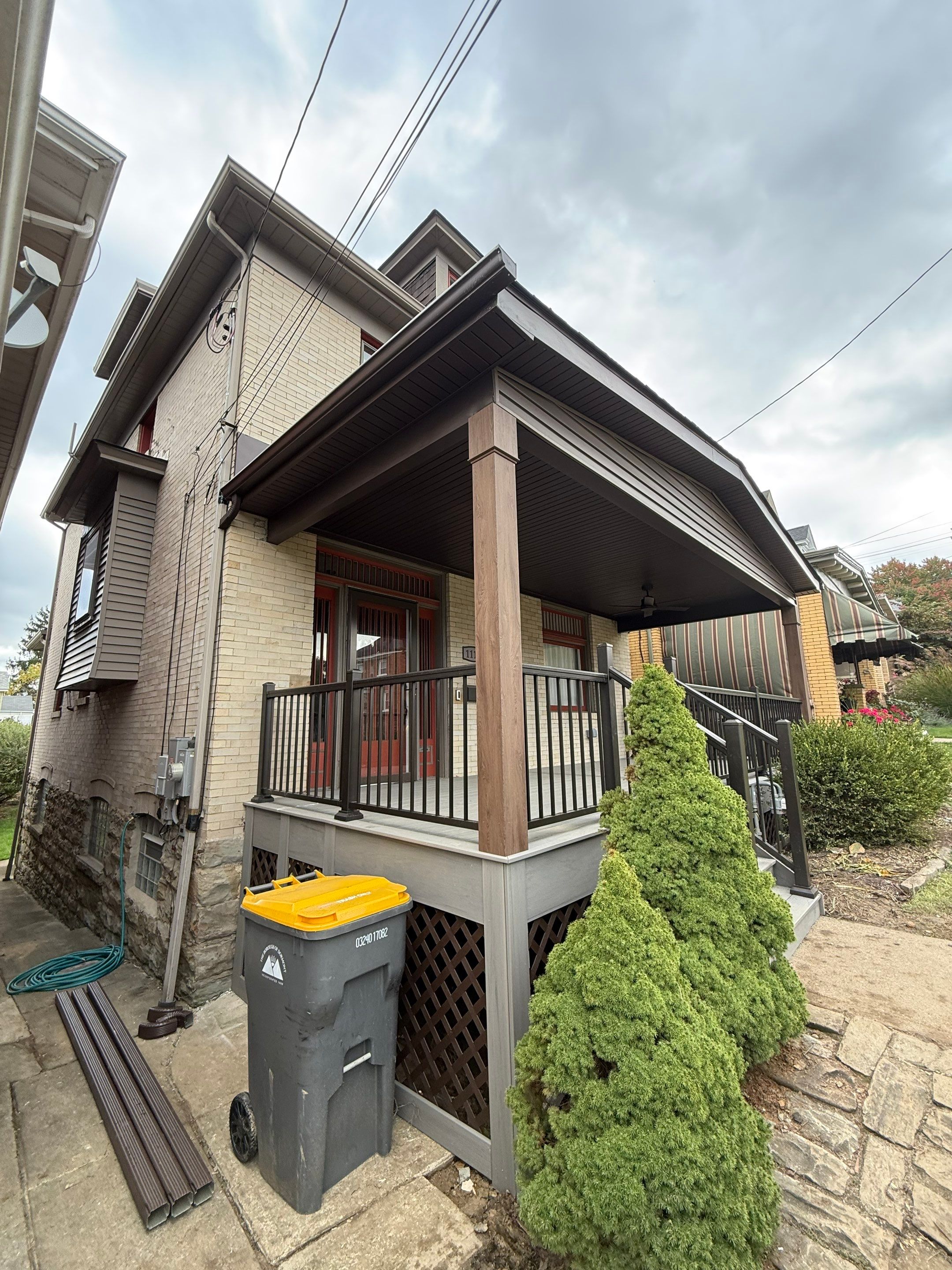 Custom Covered Front Porch Deck Build in Pittsburgh by Cousins Roofing Siding & Decks