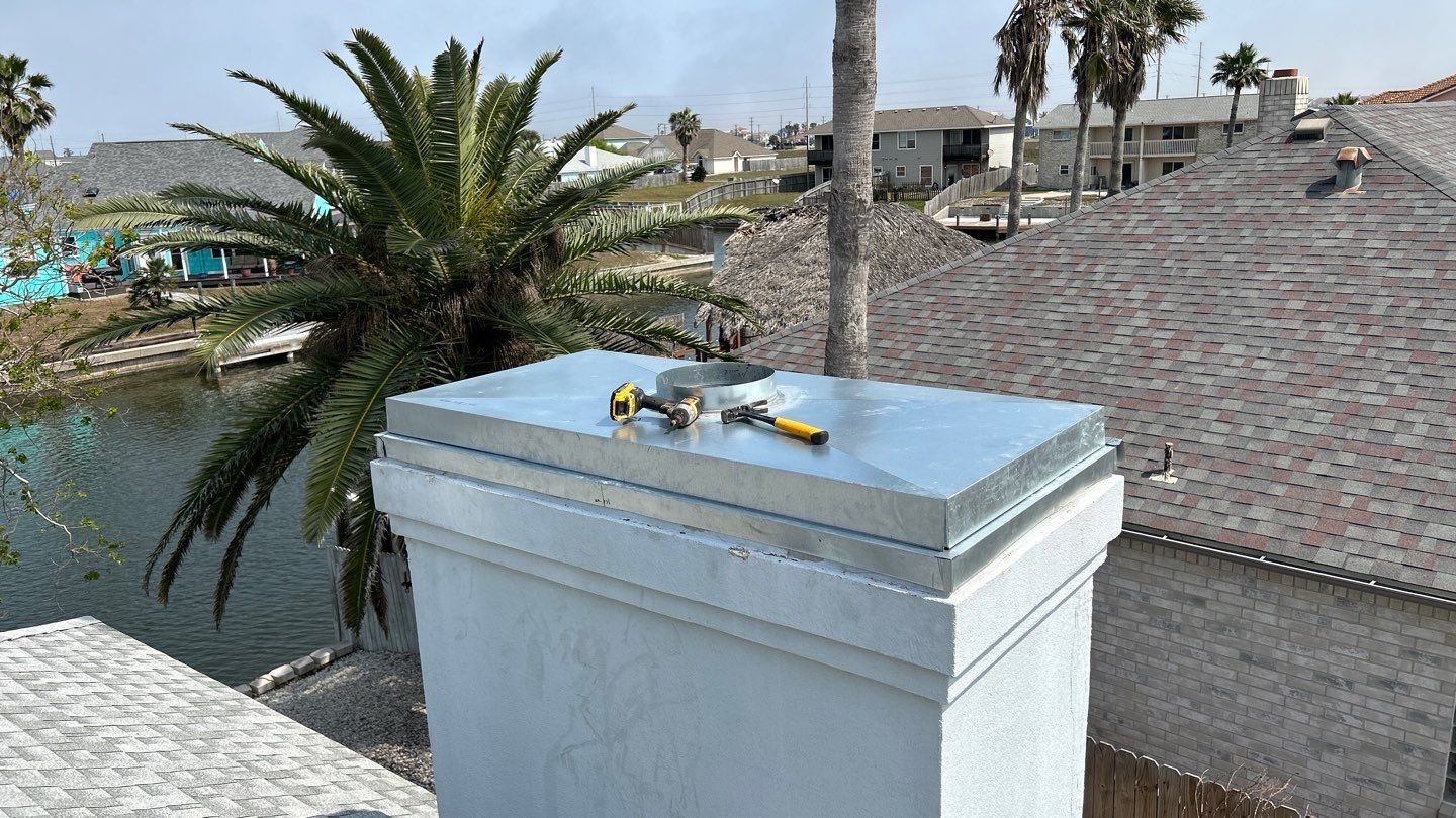 Residential Roofing Repair using Galvanized Chimney Cap & Chase by Lighthouse Roofing