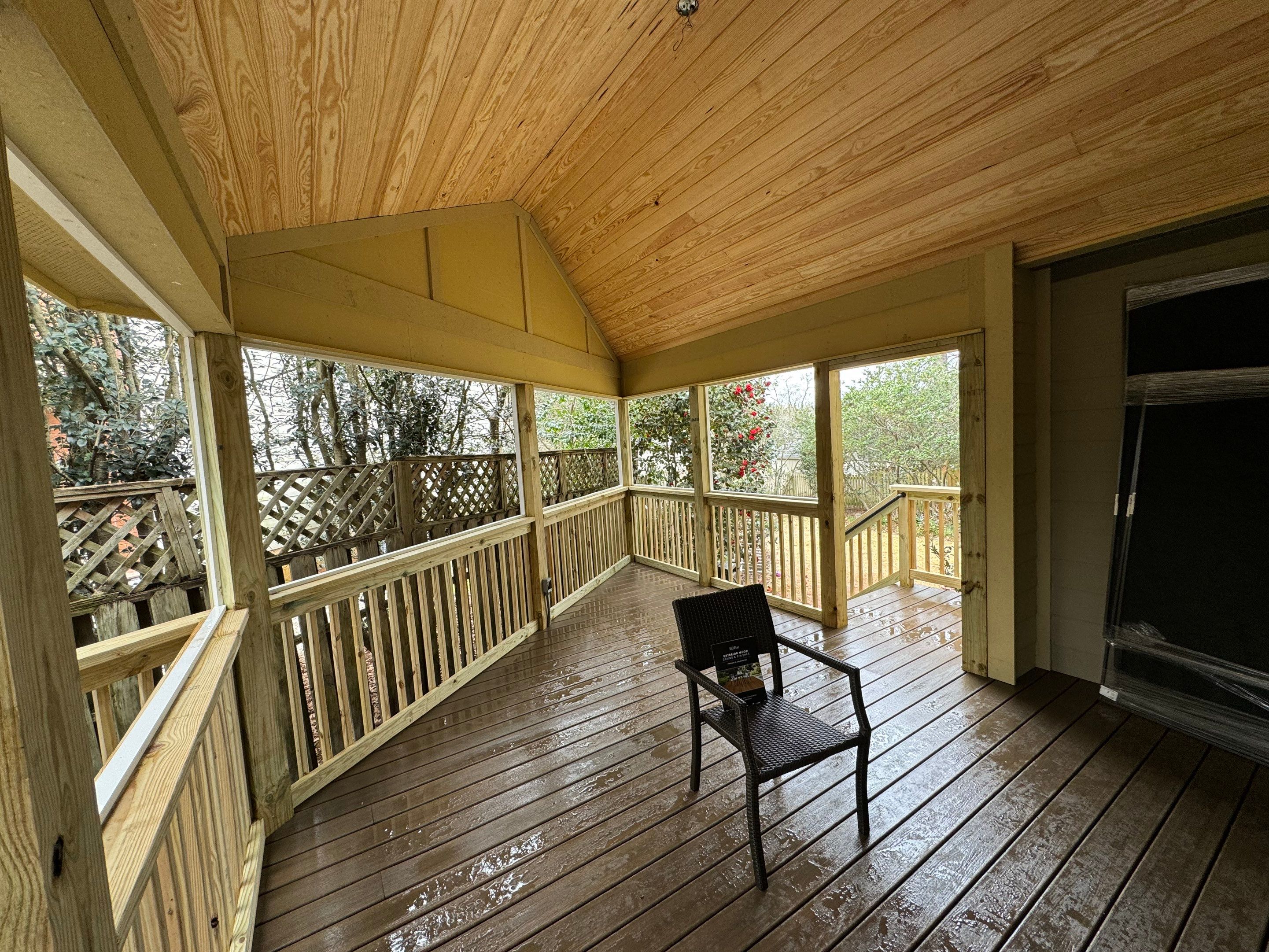 Custom Screened Porch Addition with Vaulted Wood Ceiling in Decatur by Swift Home Renovations