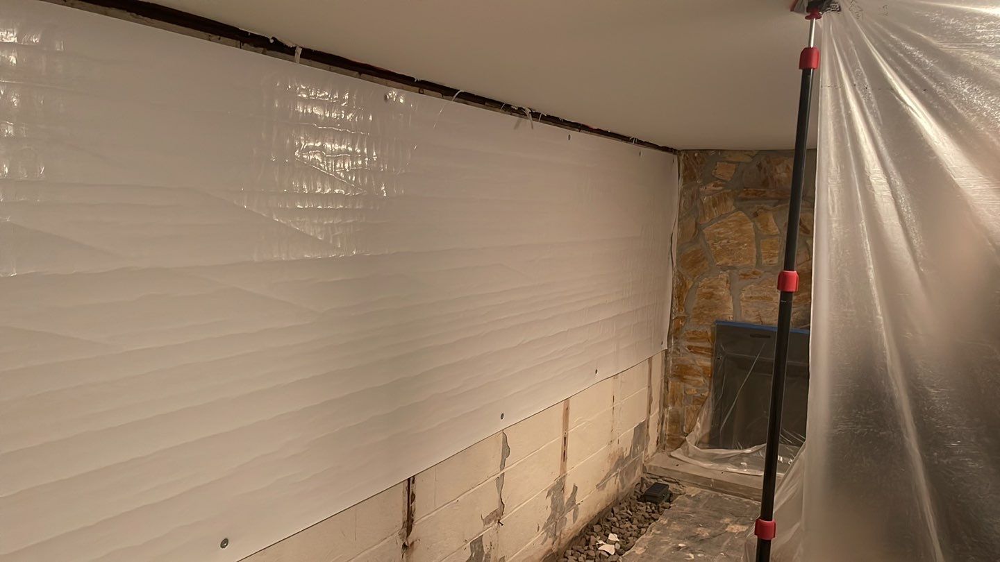 Embedded Fiber Reinforcement and Basement Waterproofing using GrateDrain Waterproofing System by Toledo Basement Repair