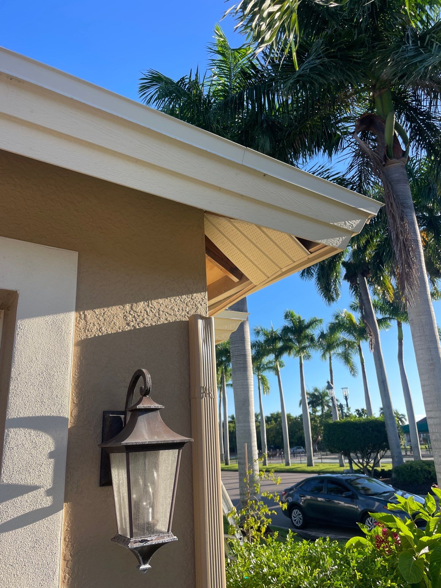 White Vinyl Soffit Installation in Fort Myers FL by Gutter Professors
