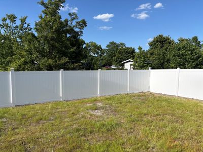 White Hamilton Vinyl Privacy Fence and Double Gate Installation in Greenville