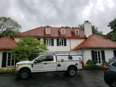 Cedar Shake Roof Replacement with Half Round Copper Gutter Installation 