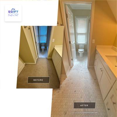 Marietta Bathroom and Laundry Room Floor and Vanity Remodel