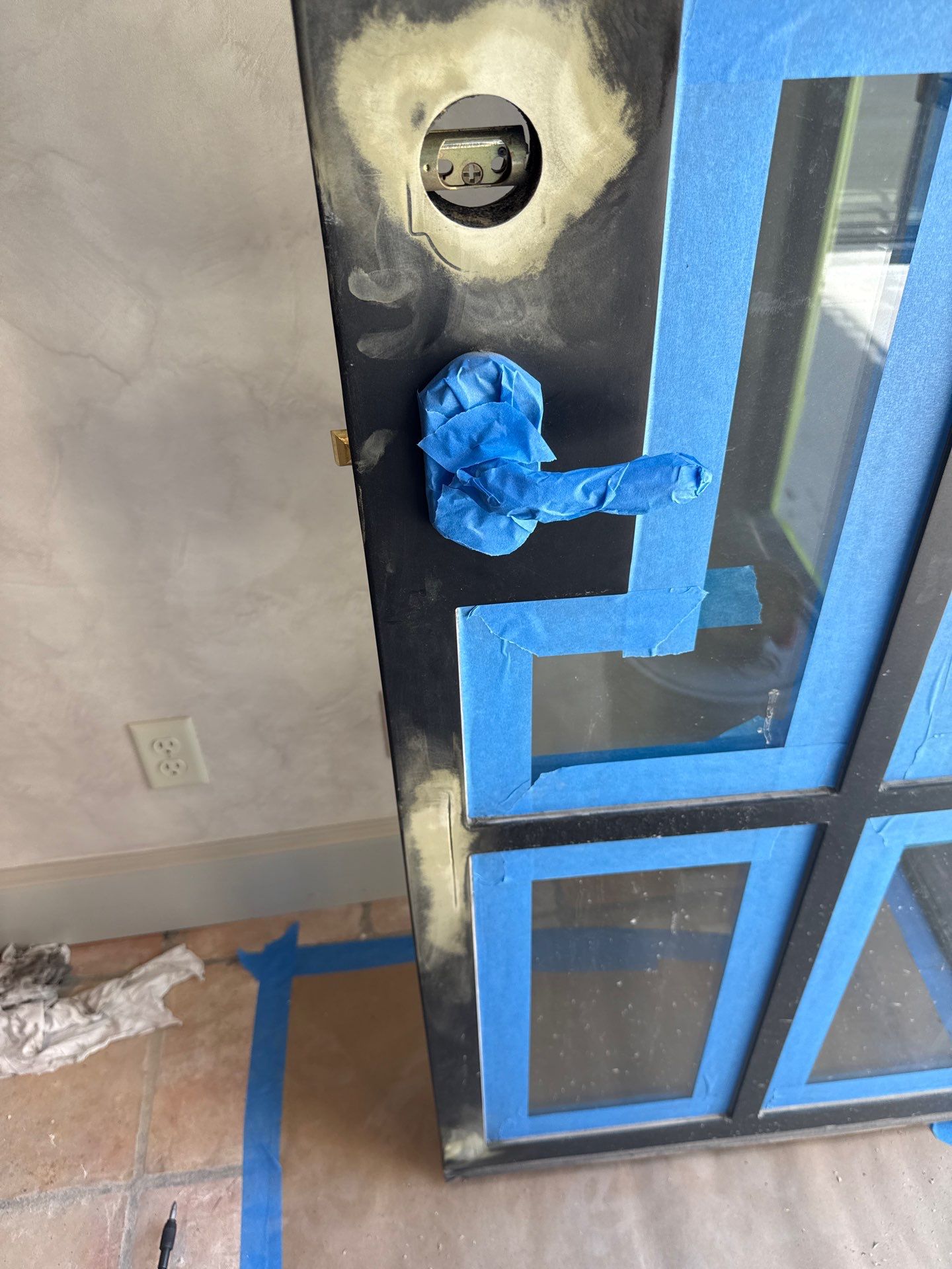 Arched Black Metal French Door Installation and Finishing in Fort Worth by Solara Custom Living
