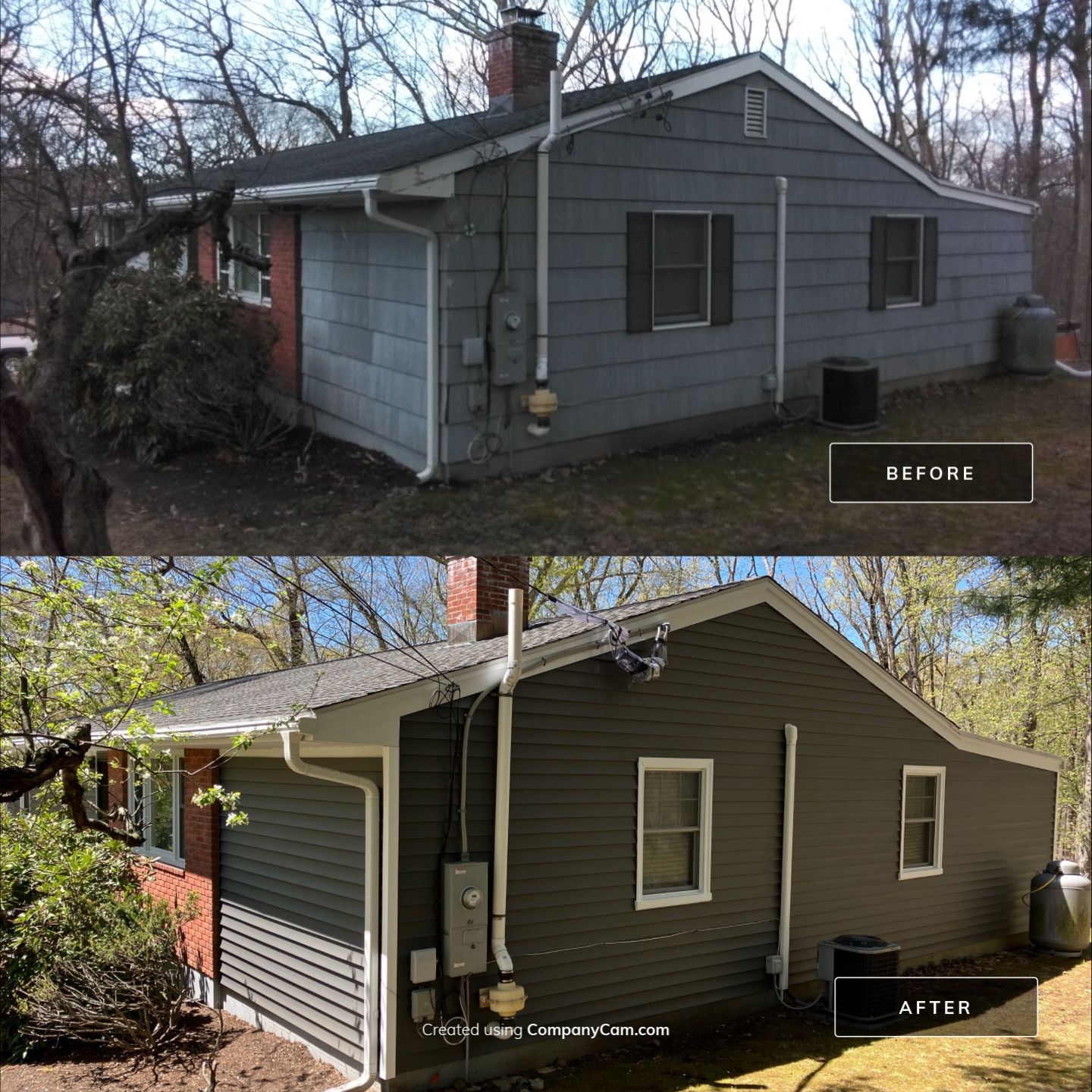 Siding update with Cert Monogram D/5 x 12'6" Rough Cedar, Smoky Gray by DiGiorgi Roofing and Siding Inc