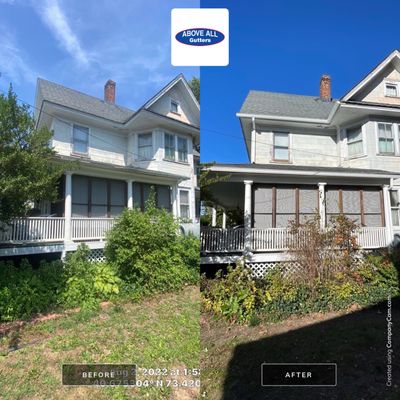 Full House Installation 5" white seamless gutters 2x3 leaders using 5"white K style seamless gutters and 2x3 white leaders