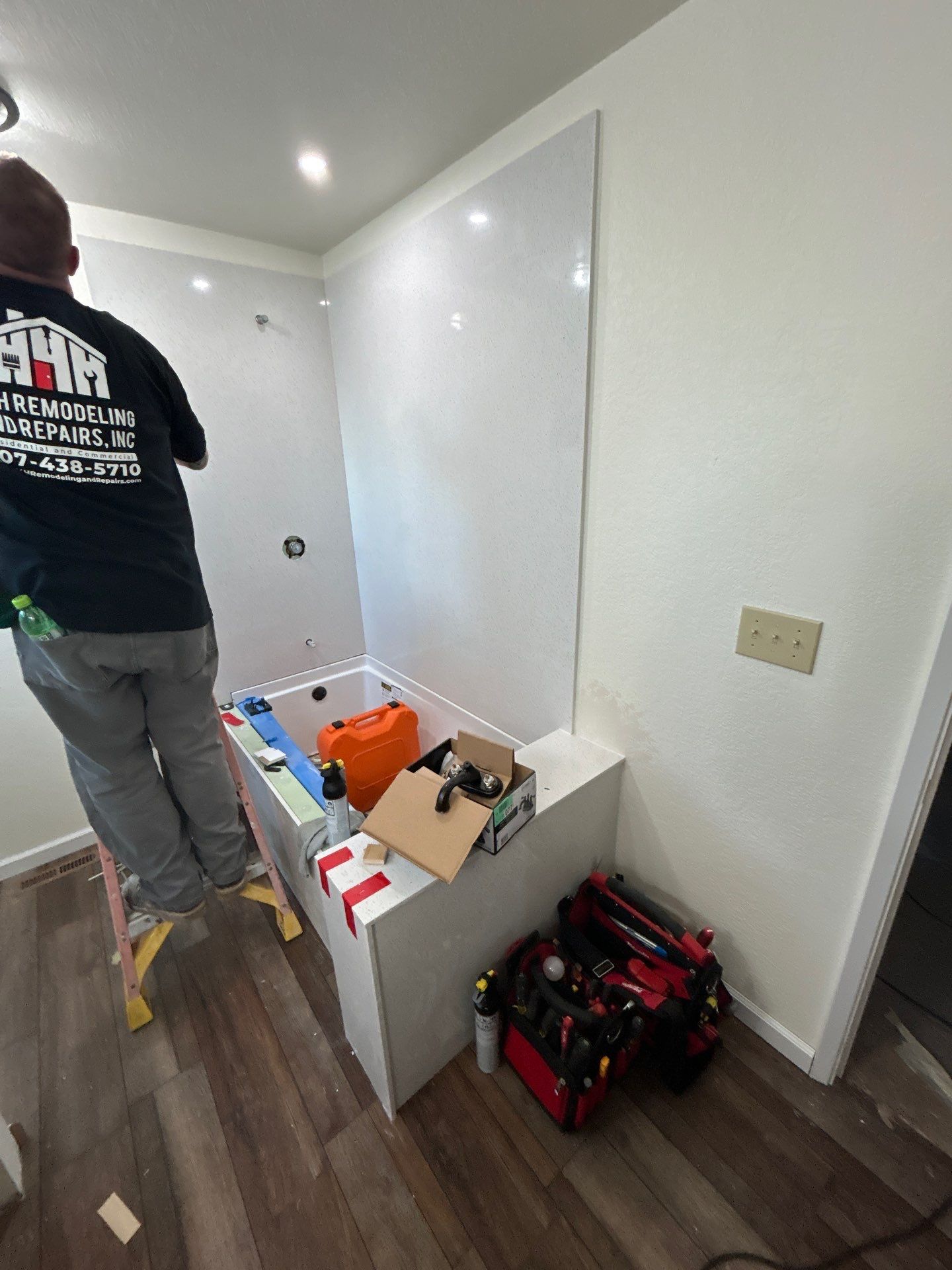 Bathroom Remodel with Double Vanity and Quartz Counters in Vacaville by H4H Remodeling and Repairs Inc.