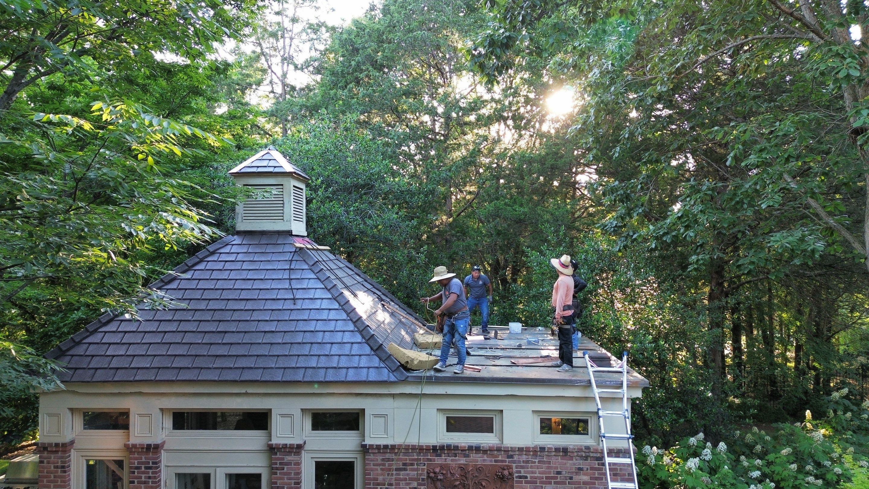 Residential Roofing Installation Using Enviroshake Synthetic Slate by Undersun Roofing 