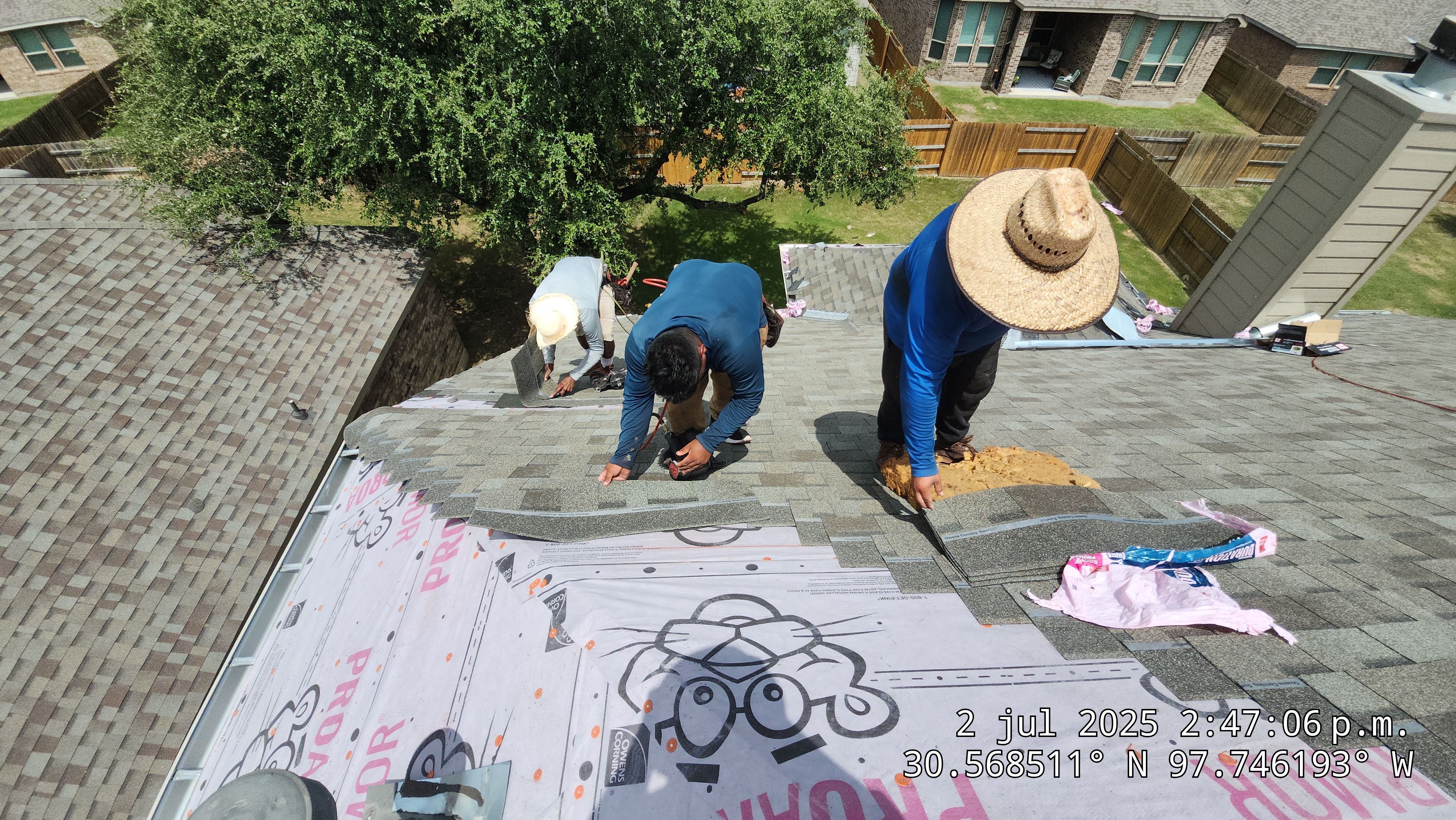 Architectural Shingle Roof Replacement and Gutter Installation in Round Rock by Caliber Restoration LLC