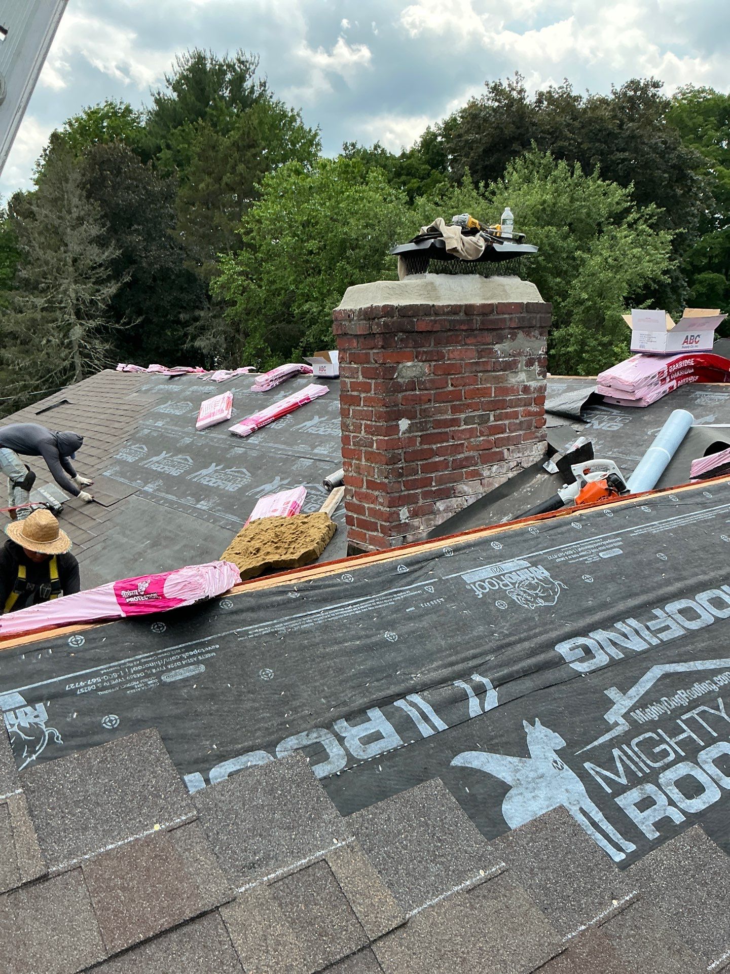 Full Roof Replacement & Chimney Repair – Onyx Black, MA by Mighty Dog Roofing of Greater Middlesex County