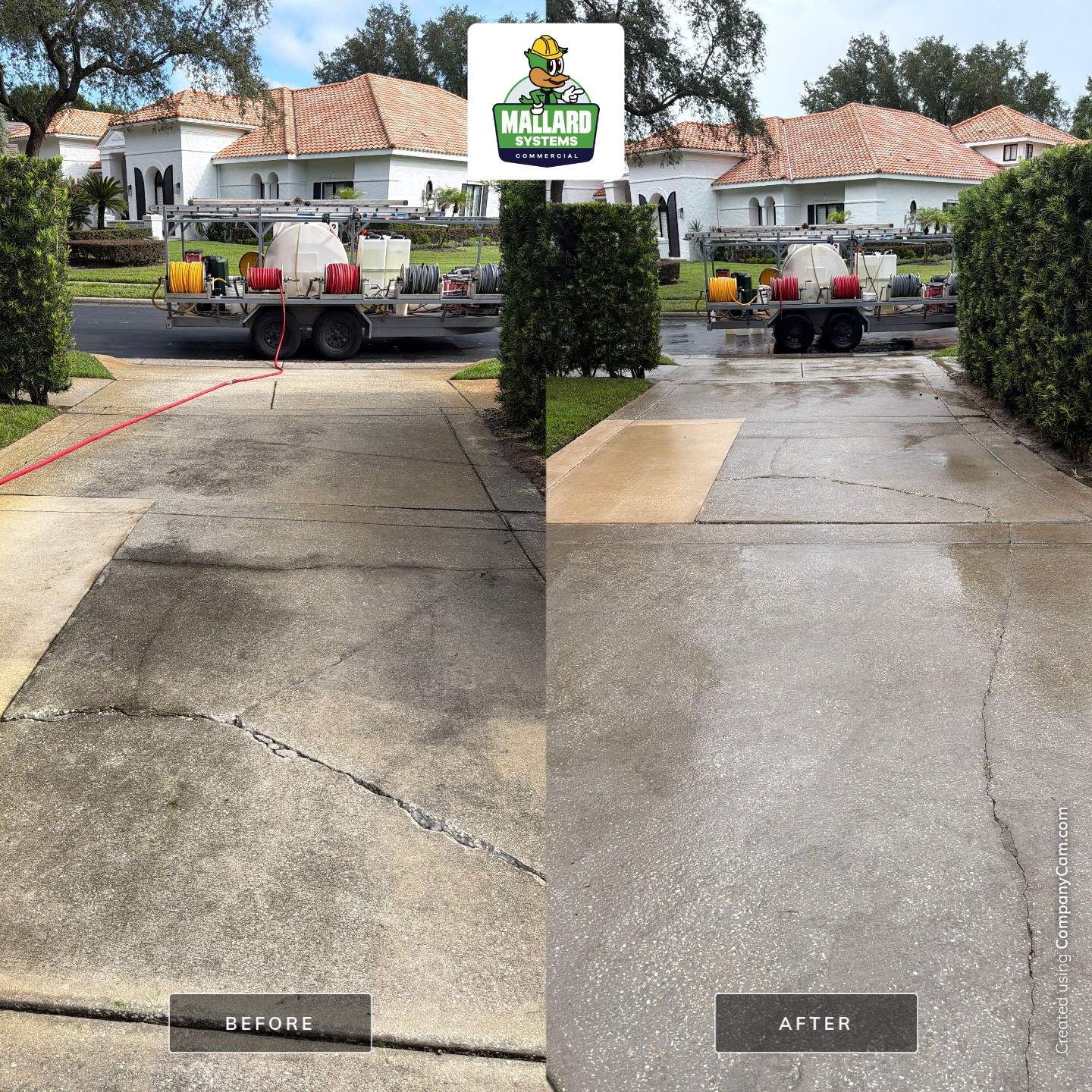 Residential Driveway and Walkway Pressure Washing & Rust Removal Service in Orlando by Mallard Systems
