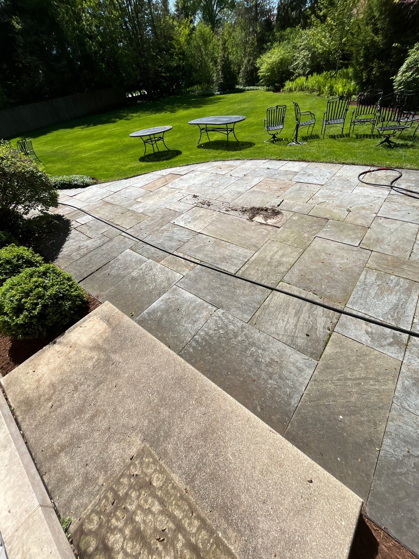 natural stone using Algaecide, soft wash soap by Northern Power Washing LLC.