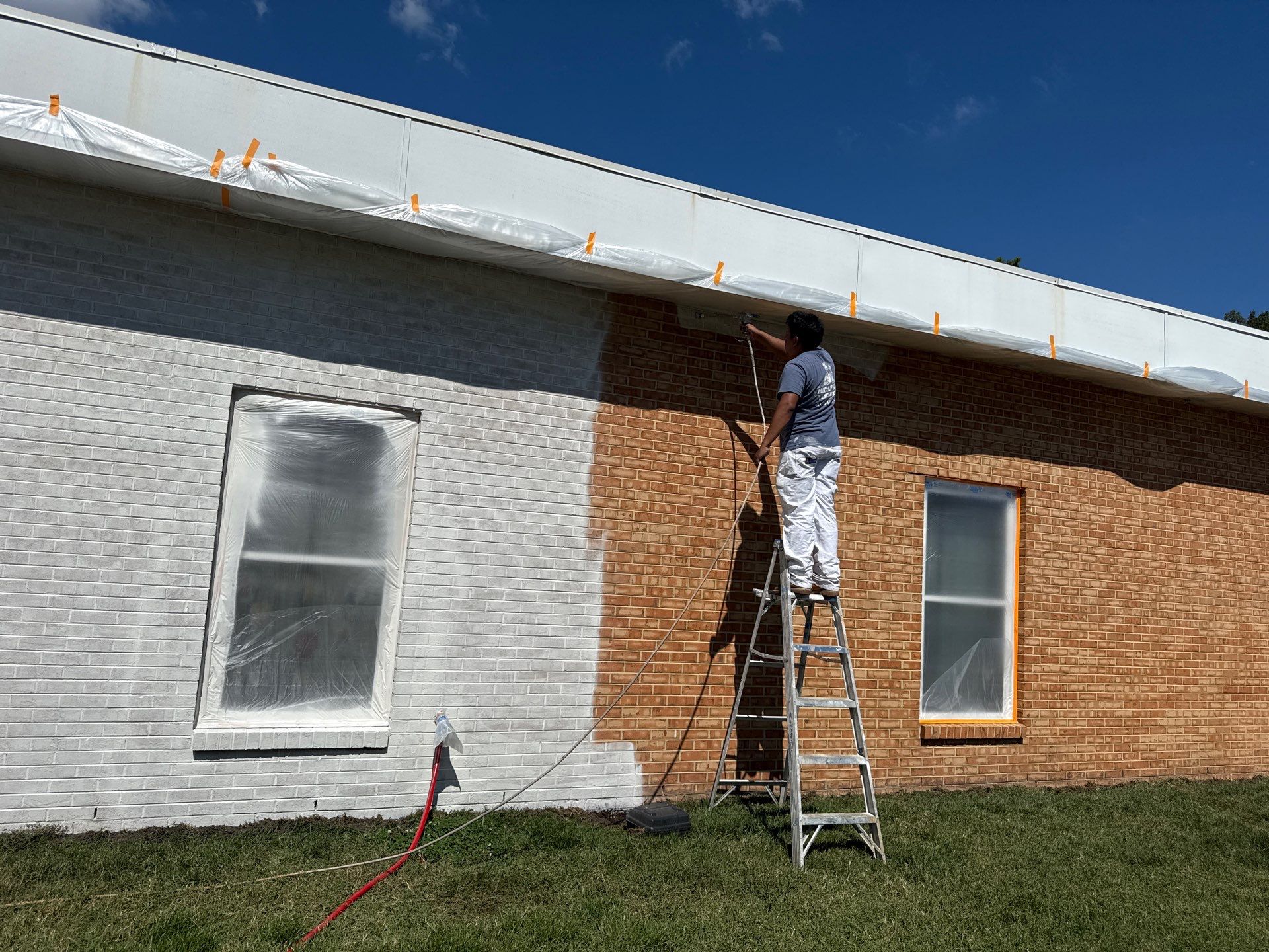Church Exterior Brick Painting with Romabio Masonry Flat by Highfill Painting