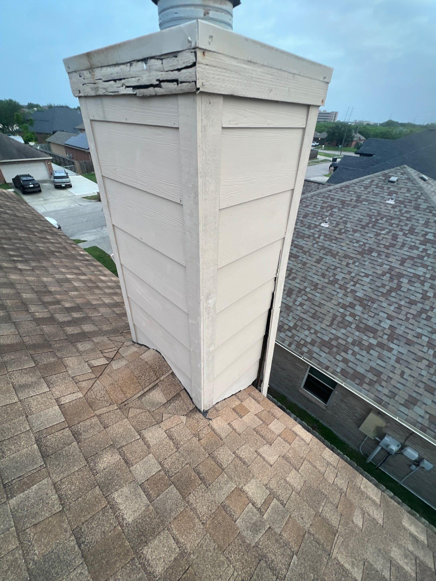 Chimney looks good but its BAD! by Bayfront Roofing and Construction