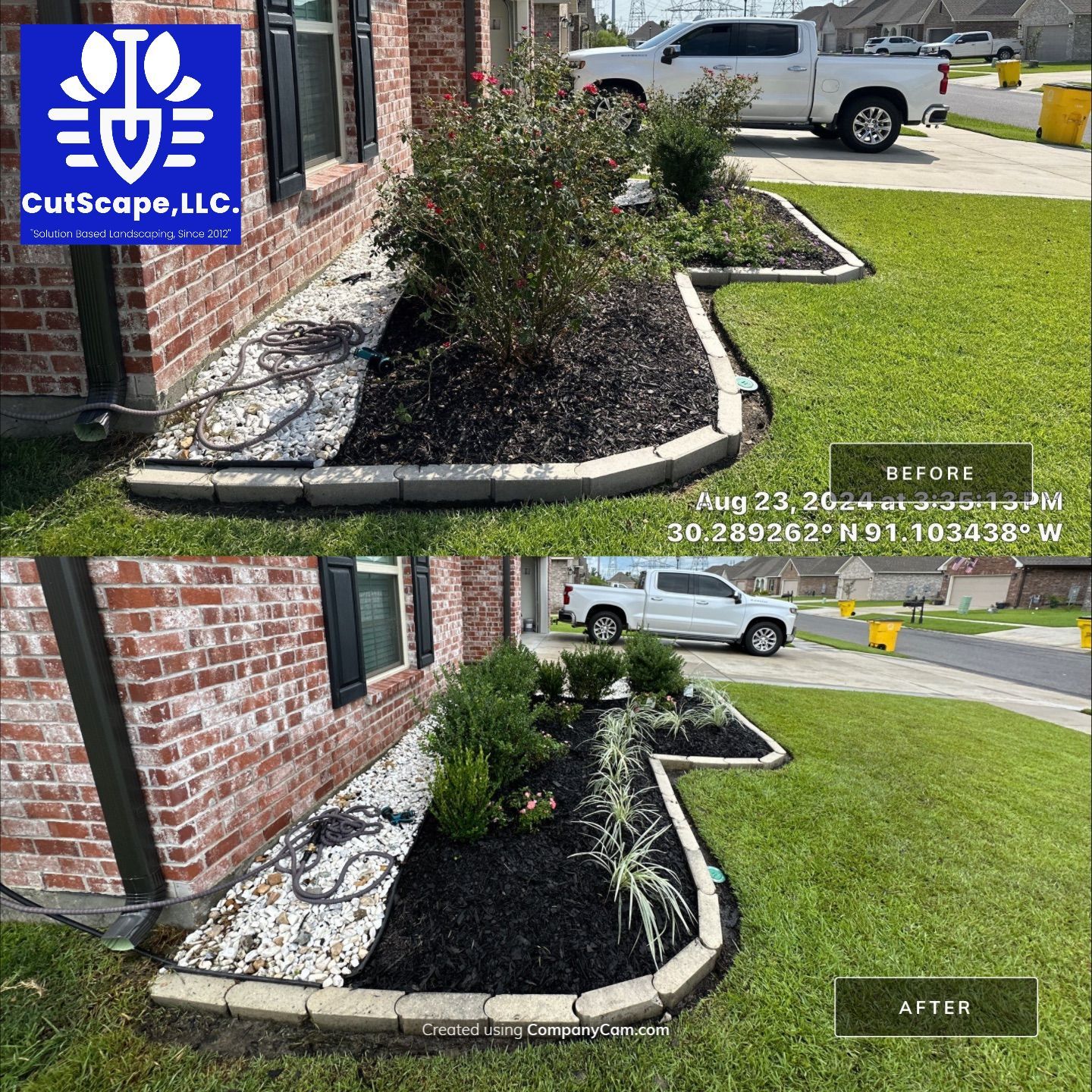 LANDSCAPE SERVICES: BED PREP / PLANT INSTALL / MULCH / & MICRO-IRRIGATION by CutScape, LLC.