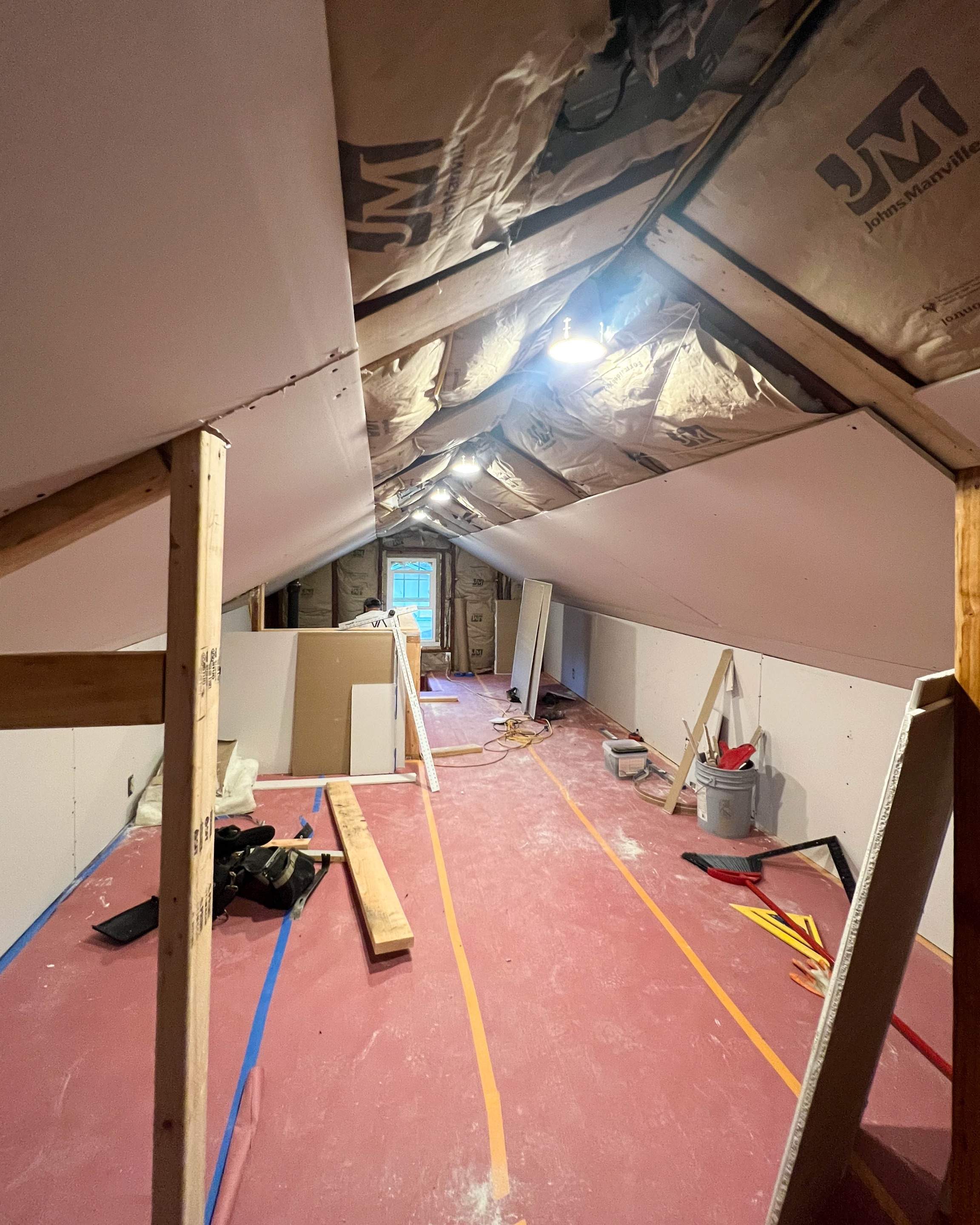 Attic Room Finished with Drywall by Villegas Remodeling, LLC