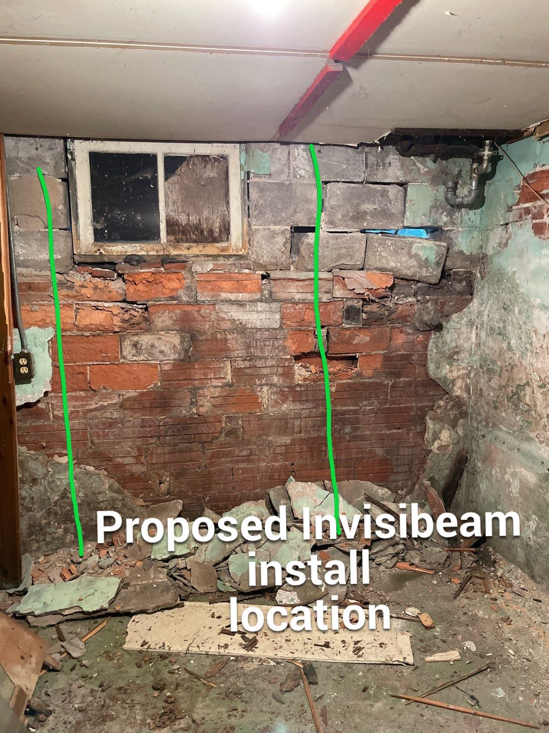 Wall repair with Fortress Invisibeams by ACE Waterproofing & Basement Solutions