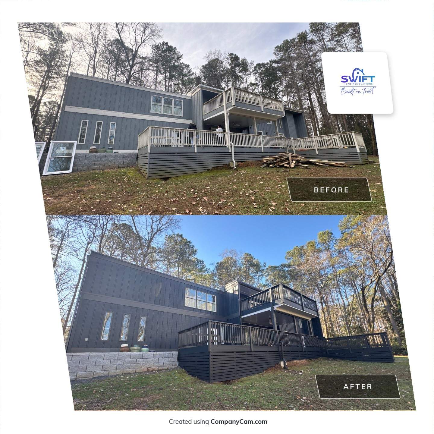 Full Exterior Transformation With Modern Black Finish by Swift Home Renovations 