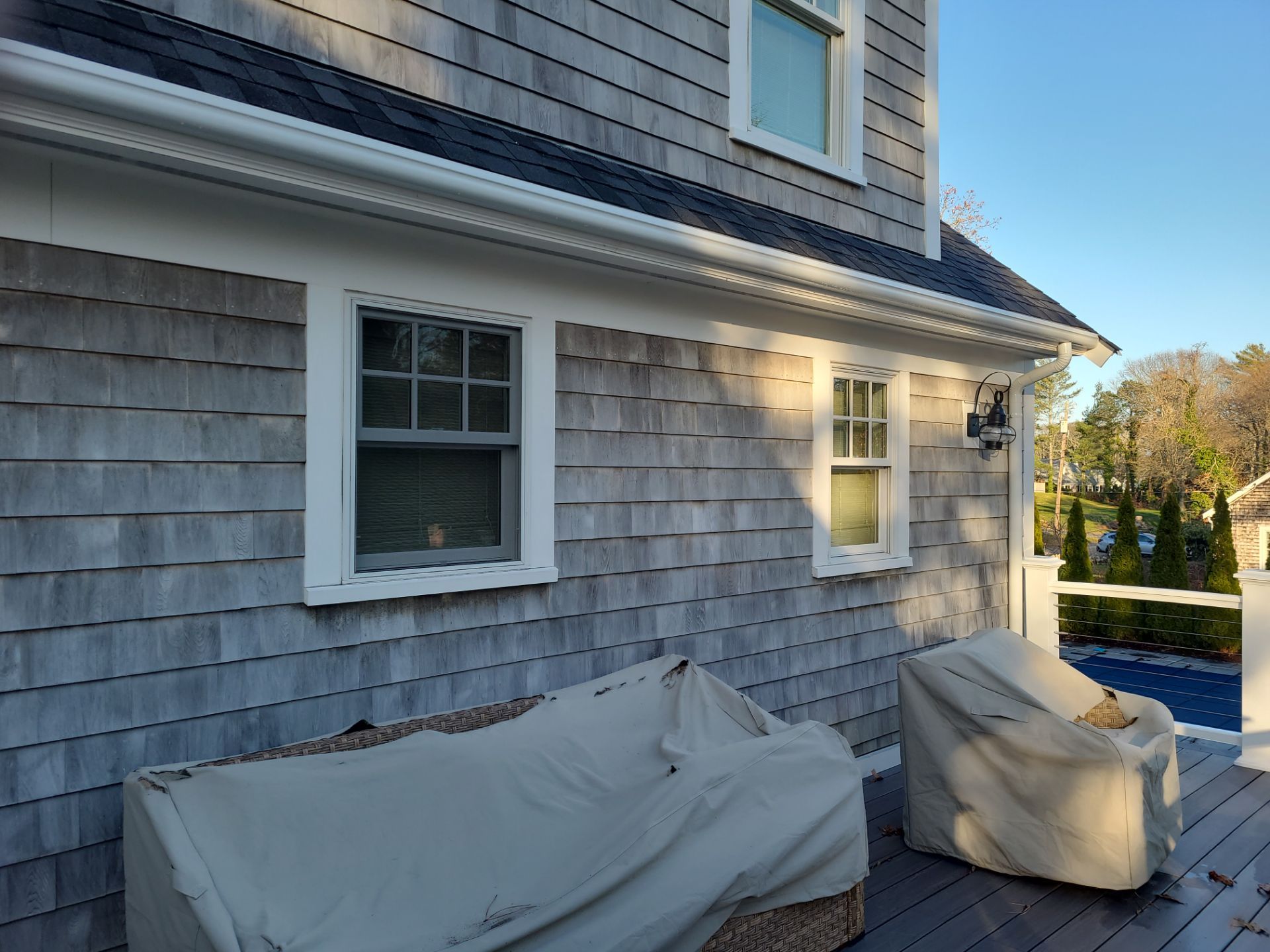 Gutter Installation using 4x5 FiberGlass Gutter with Moulding in Dennis, MA. by Gutter Pro Enterprises