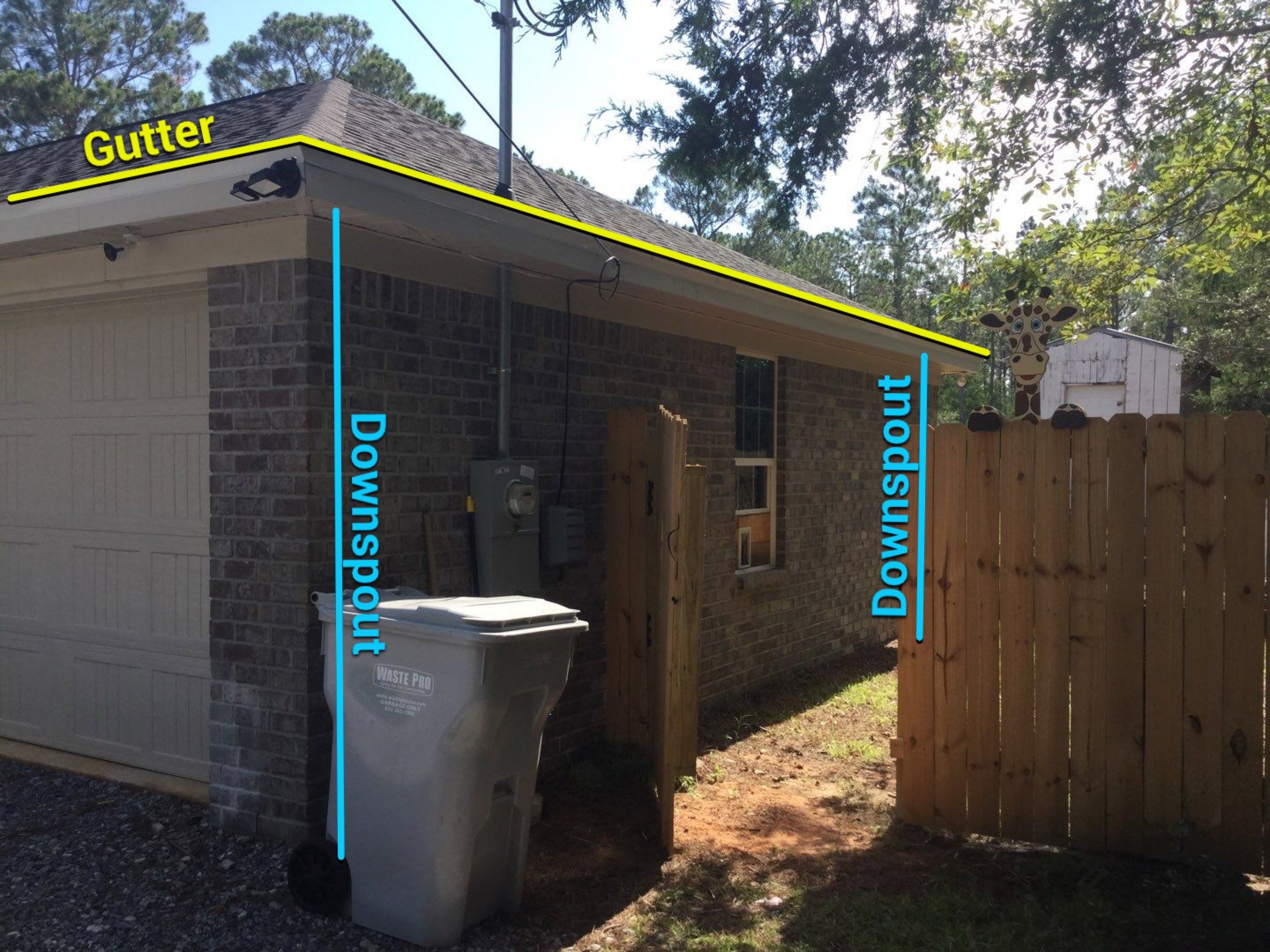 Downspout Installation using White Down Spouts in Milton FL by Gutter Professors
