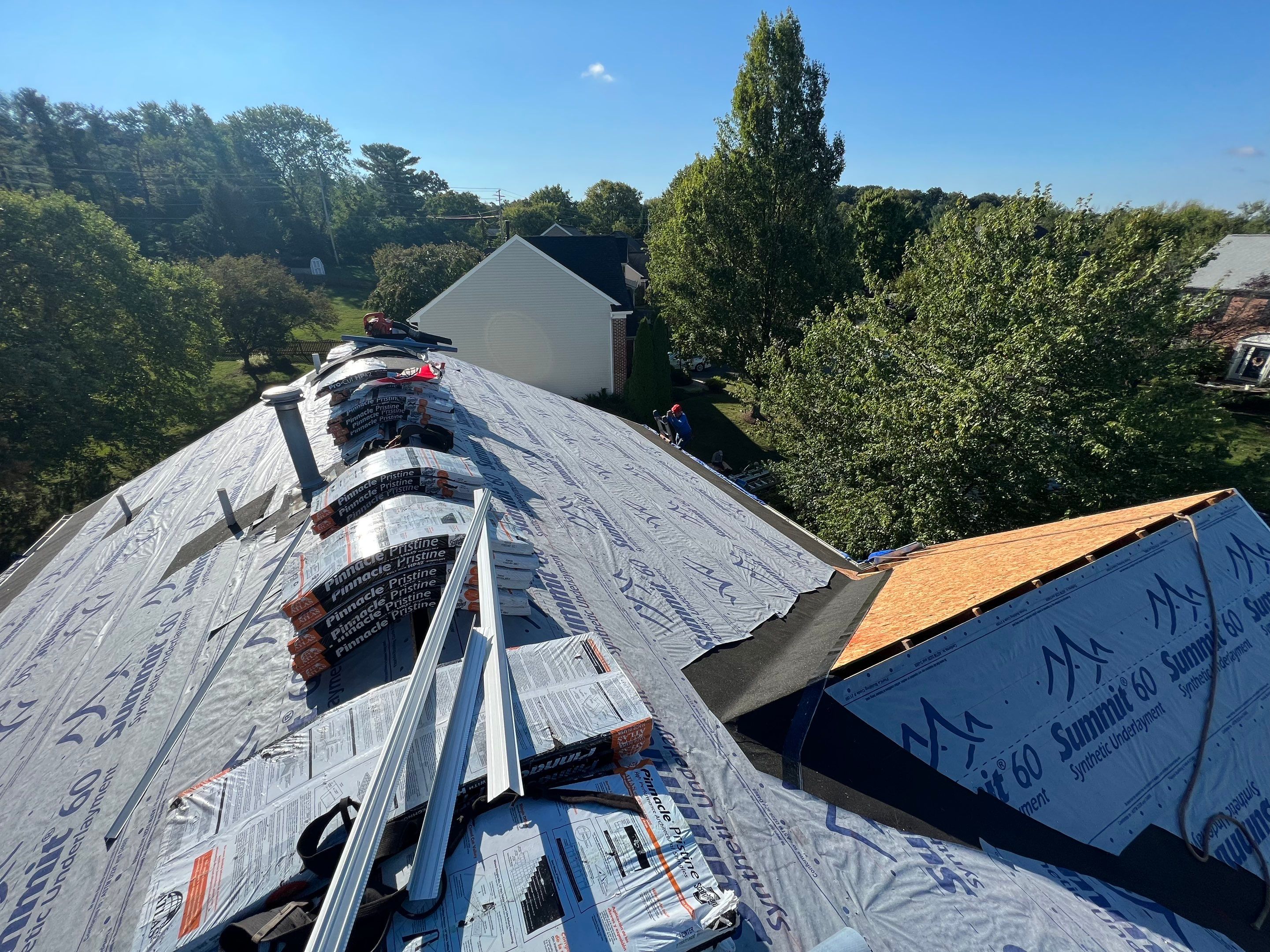 Residential Roofing Installation using Atlas Pinnacle Pristine Pewter Architectural Shingles by Frederick Roof Repair