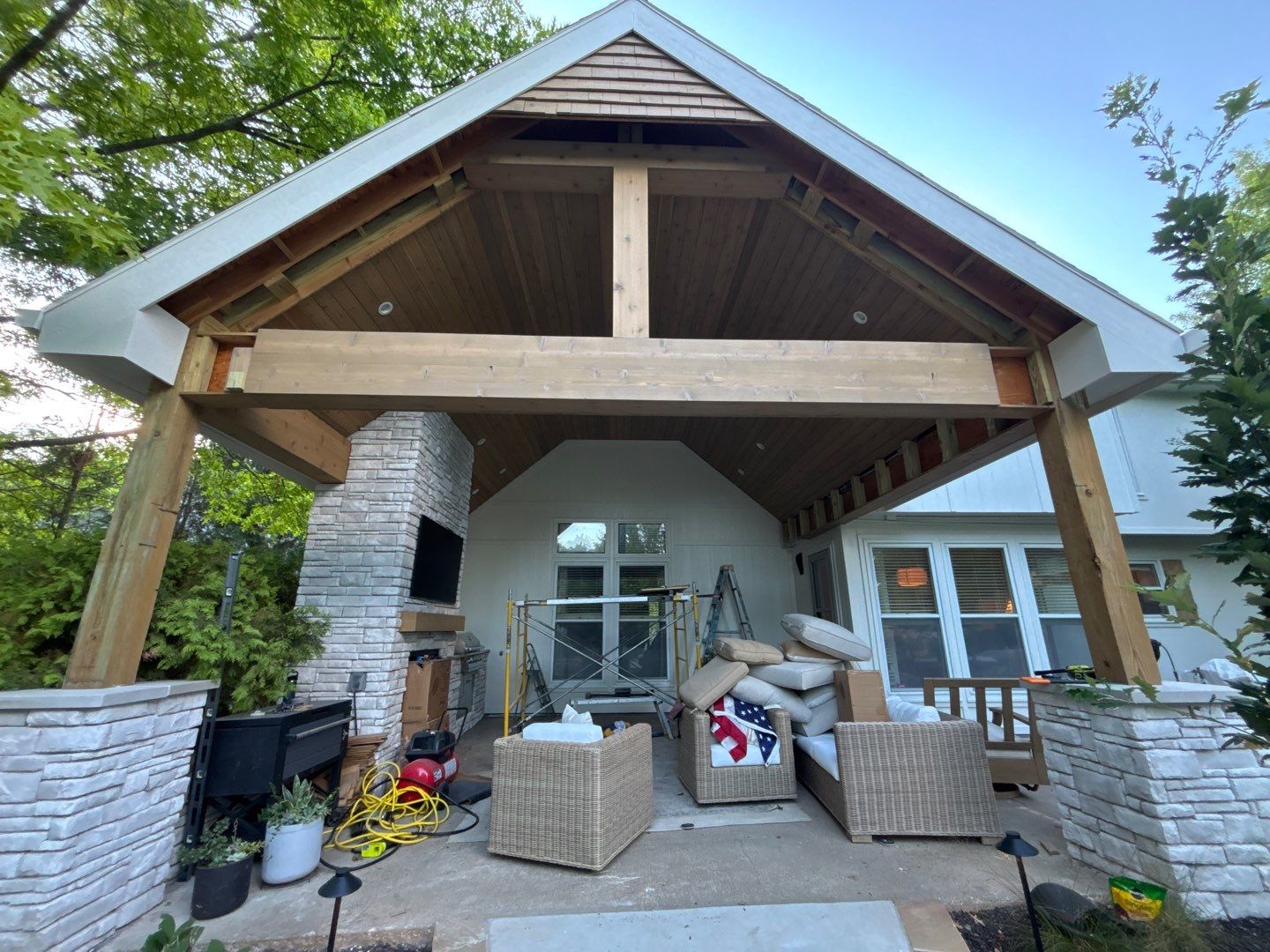 Shoji White Exterior Painting and Comprehensive Wood Rot Repair in Overland Park by Cougar Painting
