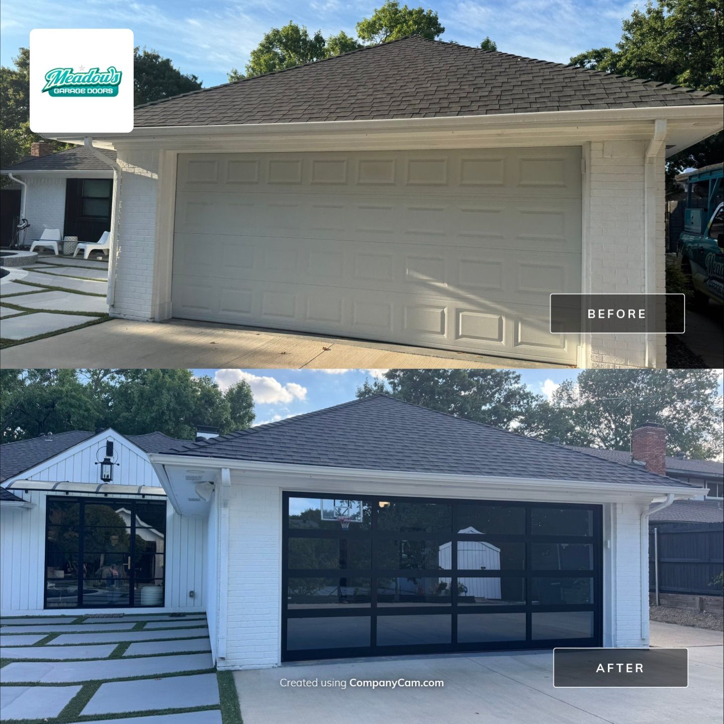 Modern Alumadoor Full View Glass Garage Door Installation in Plano by Meadows Garage Doors