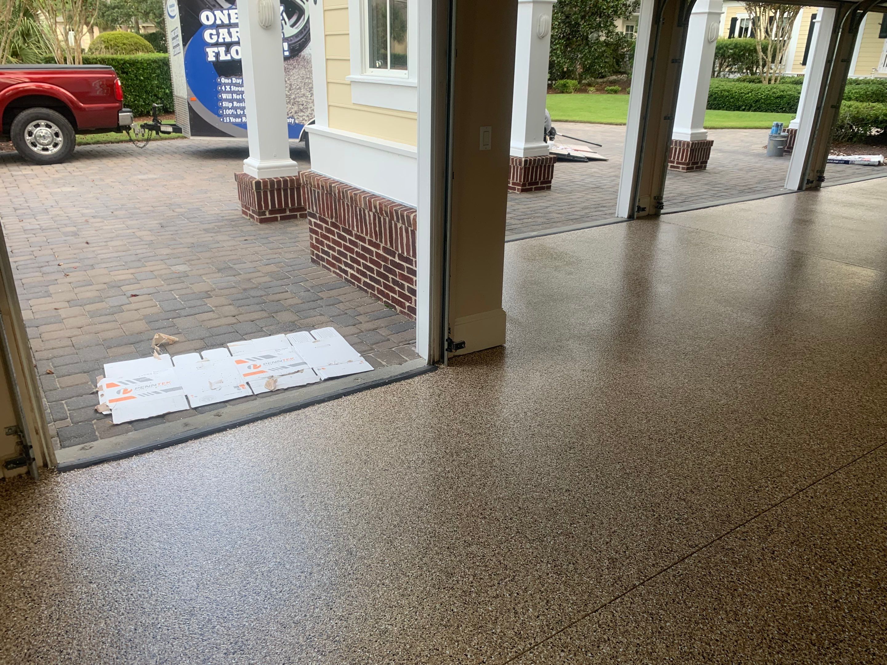 Garage TransFLOORmation using Sandstone by Innovative Concrete Coatings 