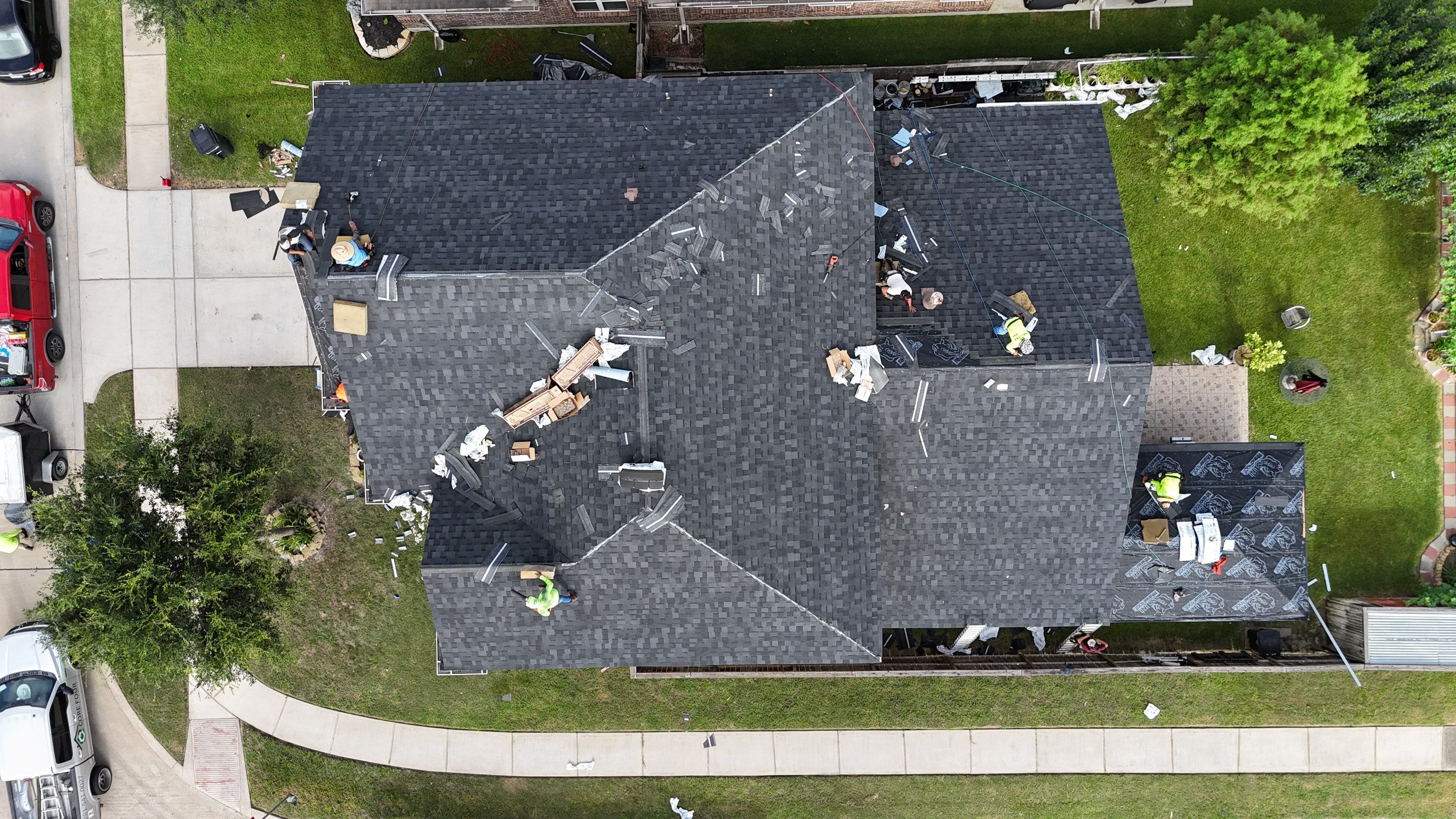Residential Roofing Installation using IKO Dynasty after Storms in Cypress by Core Four Roofing