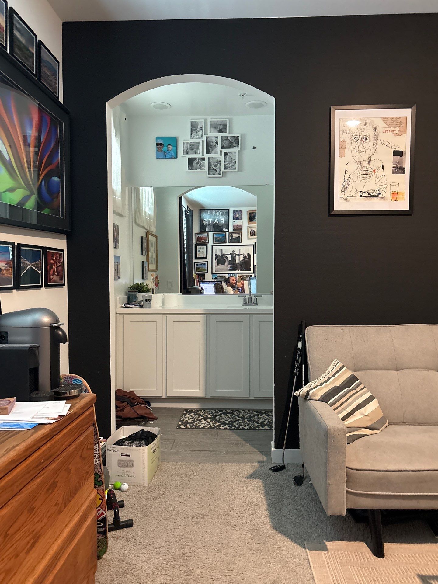 Modern Interior Renovation Featuring Black Accent Walls and AV Installation by CompanyCam Sales Demo