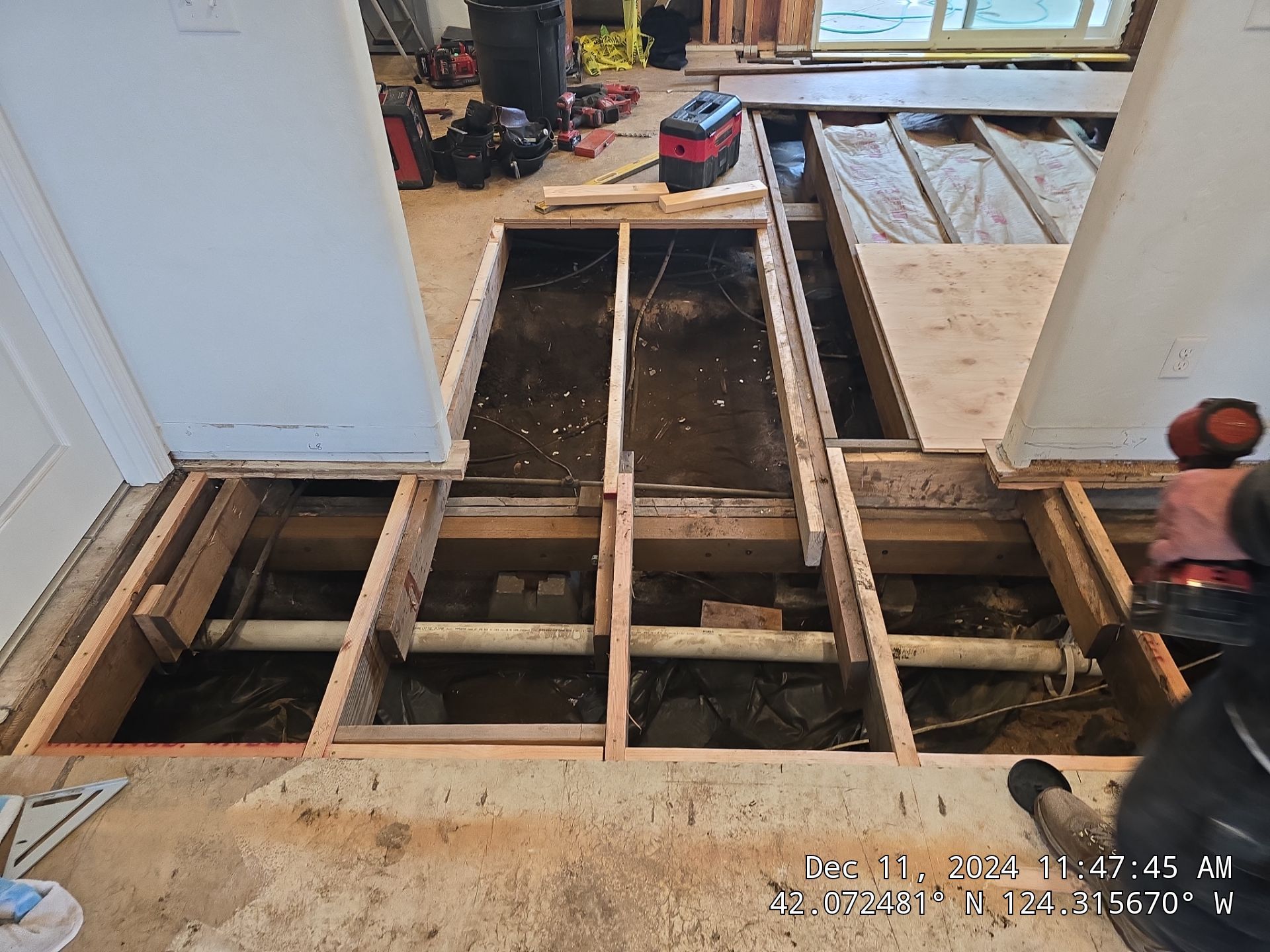 Structural Subfloor Repair and LVP Flooring Installation in Brookings by KMD Surfaces INC.